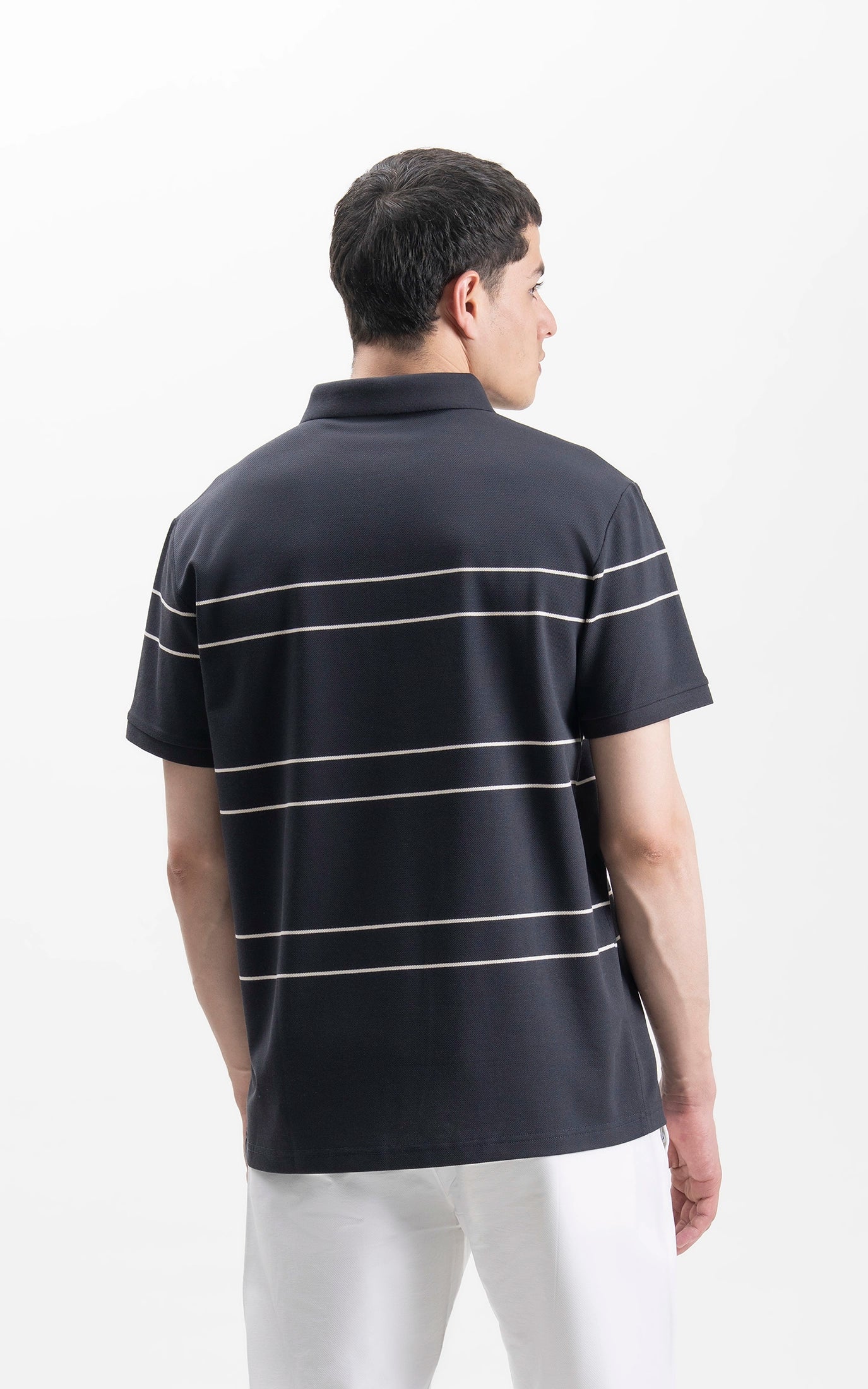 SMART FIT CLASSIC PREMIUM STRIPED POLO SHIRT DARK GREY - Image 7