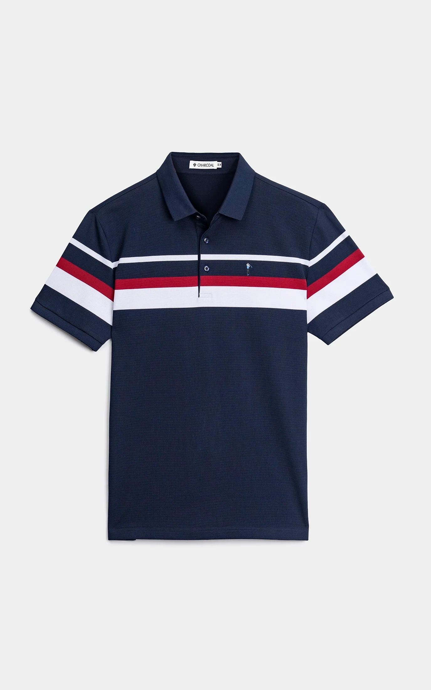 SMART FIT CLASSIC PREMIUM STRIPED POLO SHIRT NAVY - Image 2