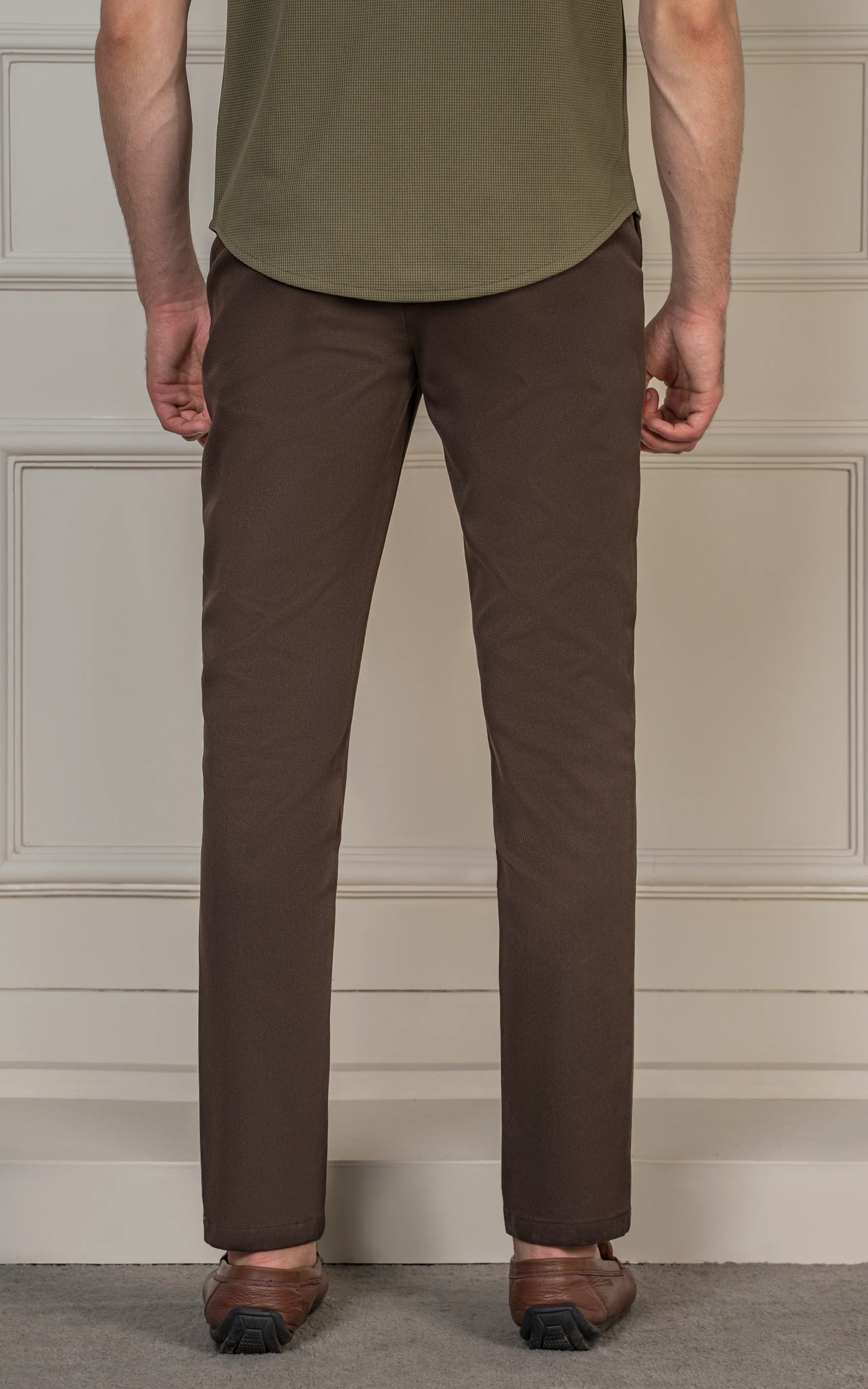 SMART FIT DOBBY PANT BROWN - Image 4