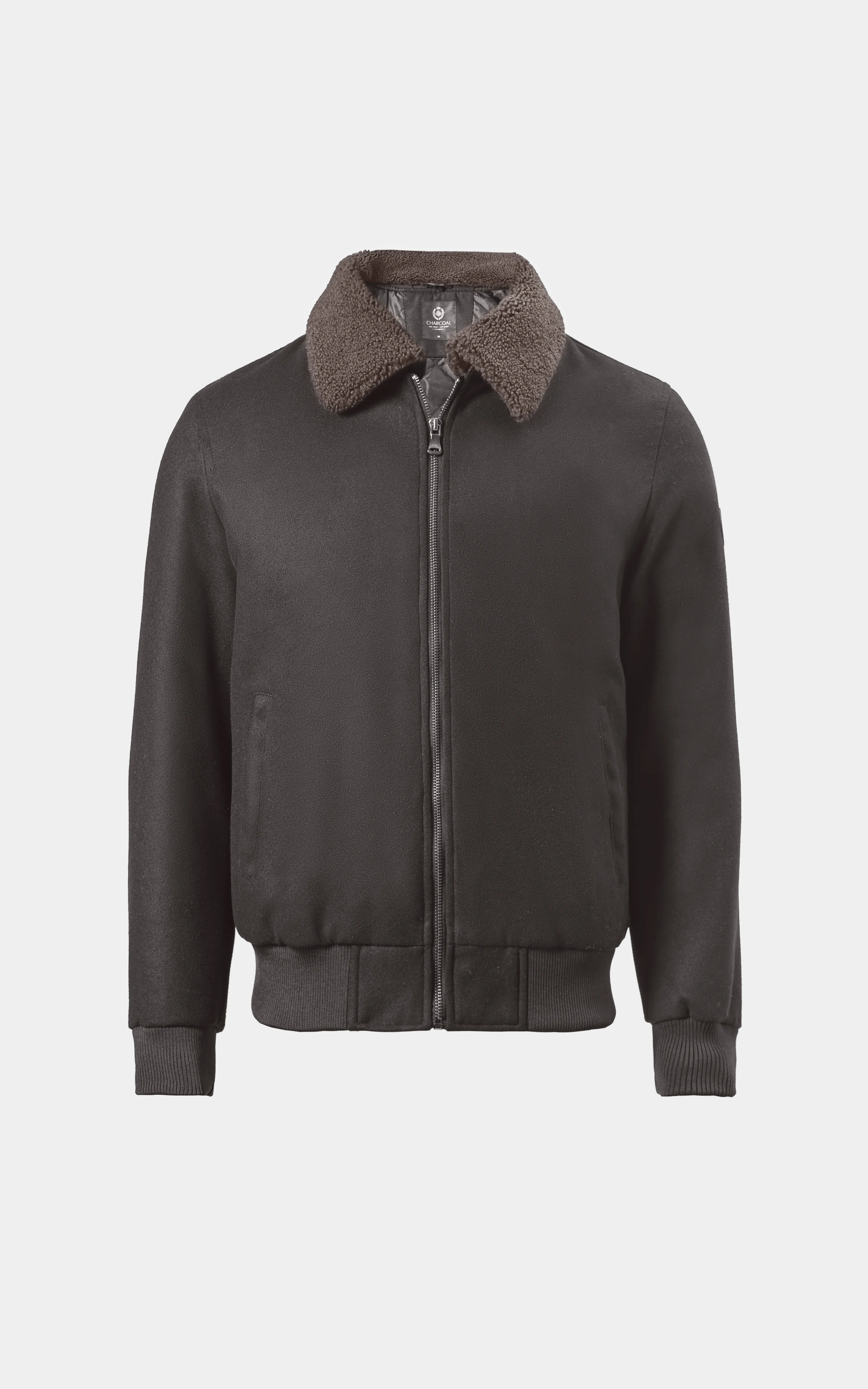 SMART FIT FULLSLEEVE FUR COLLAR WOOL JACKET DARK BROWN