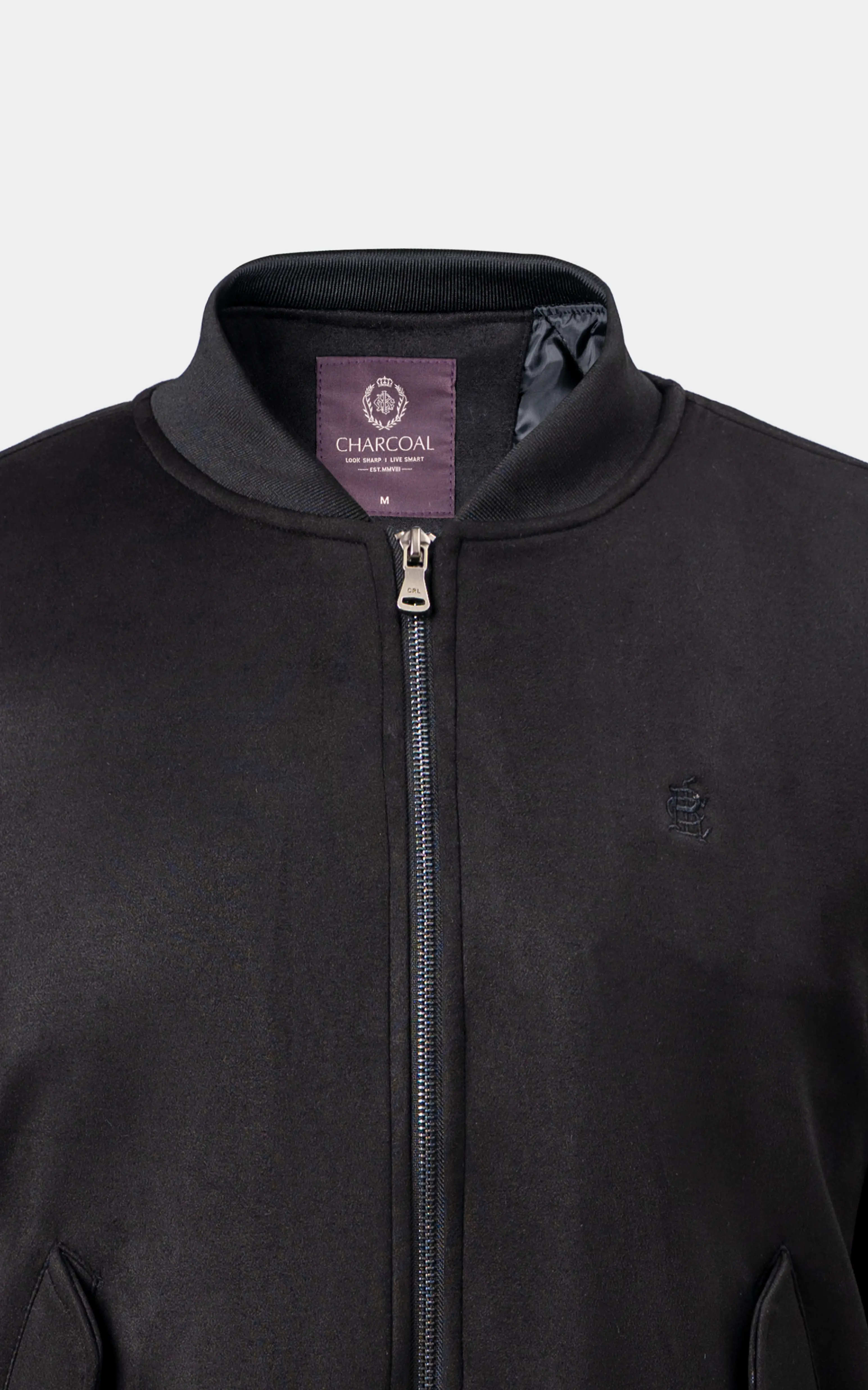 SMART FIT FULLSLEEVE SUEDE BOMBER JACKET BLACK - Image 2