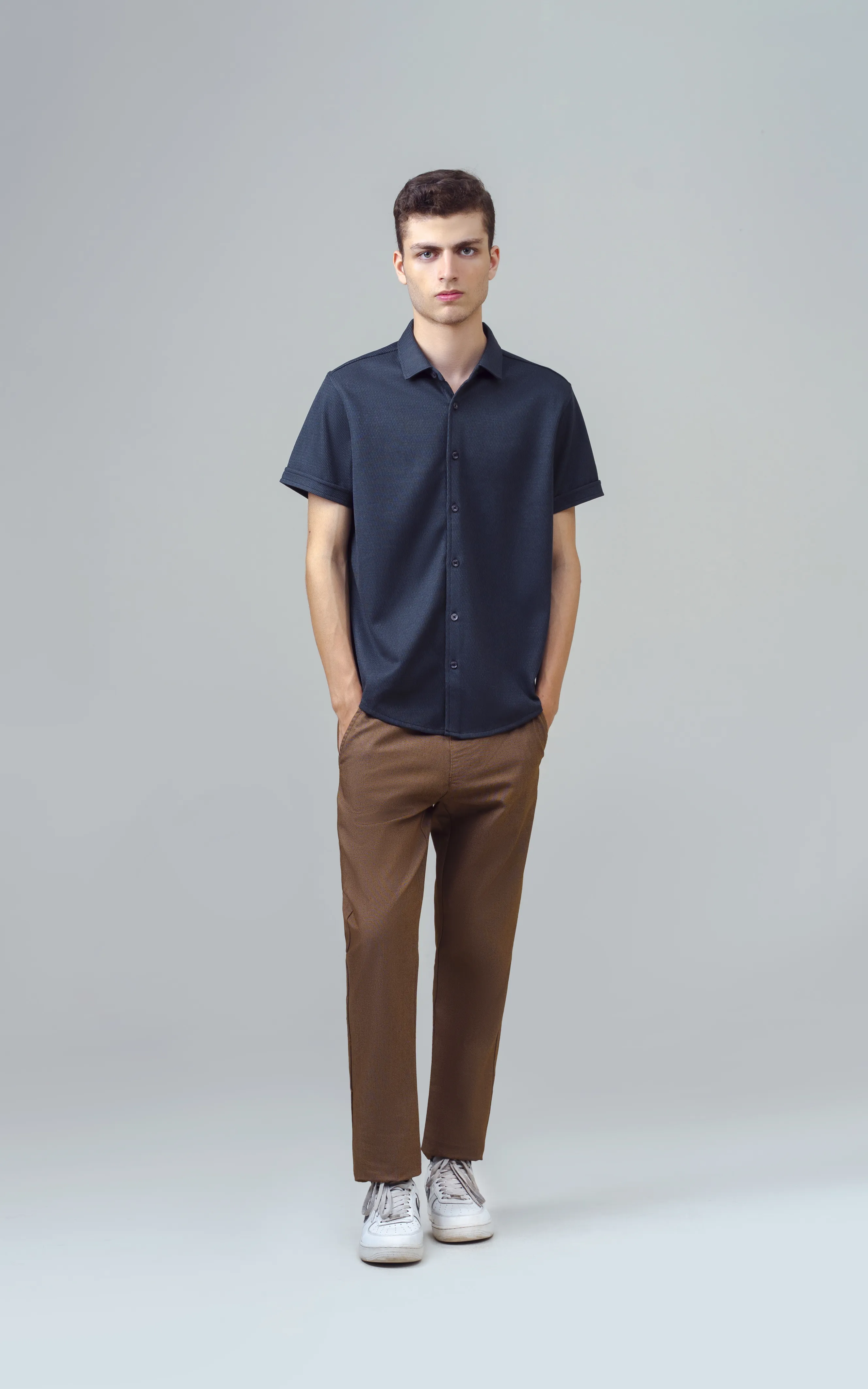 SMART FIT KNIT CASUAL SHIRT DARK GREY - Image 6