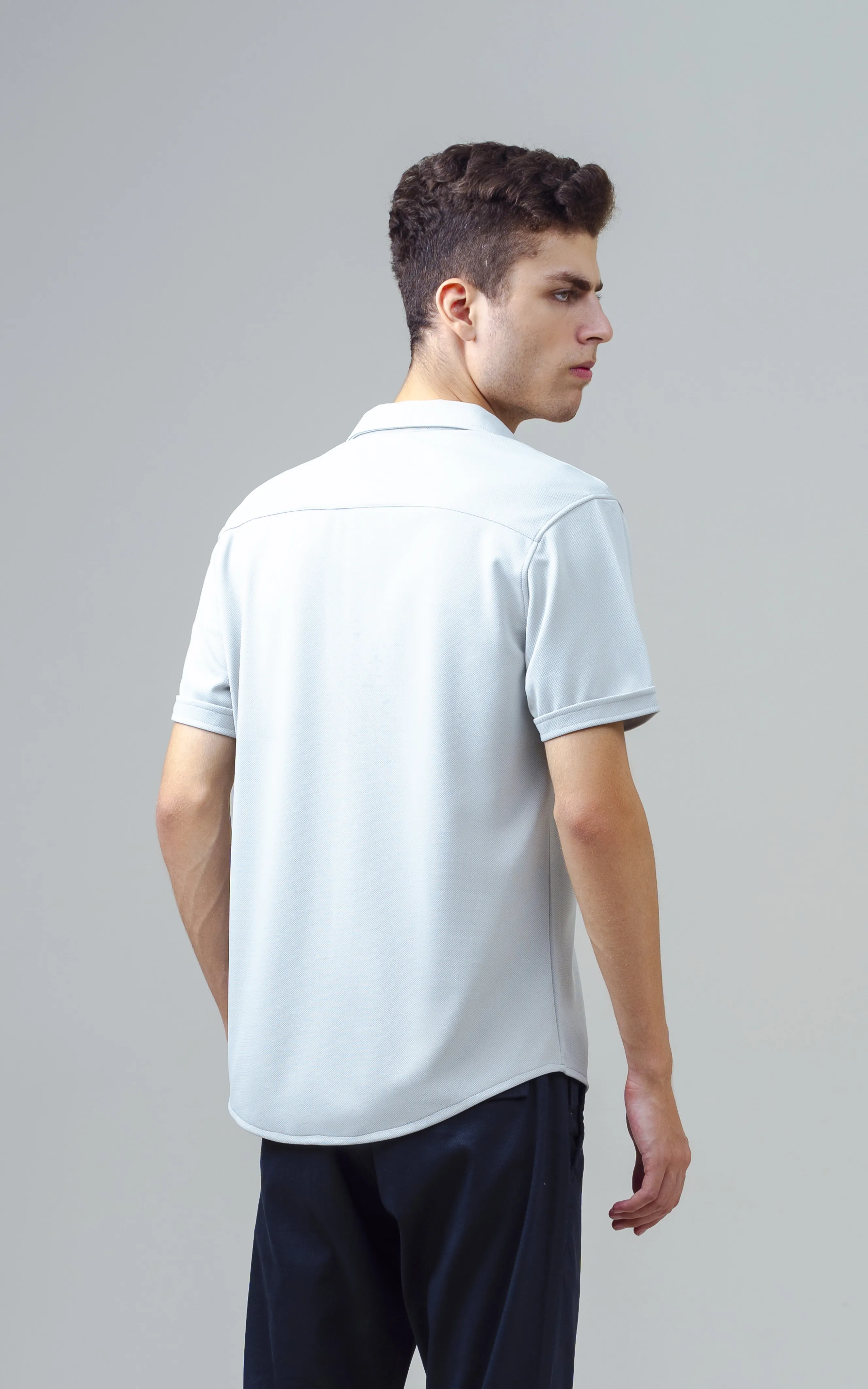 SMART FIT KNIT CASUAL SHIRT LIGHT GREY - Image 5