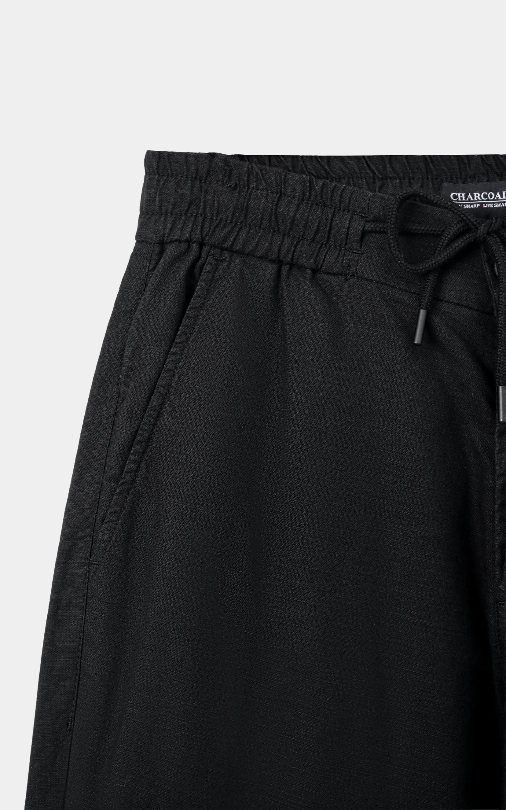SMART FIT LINEN JOGGER TROUSER BLACK - Image 2