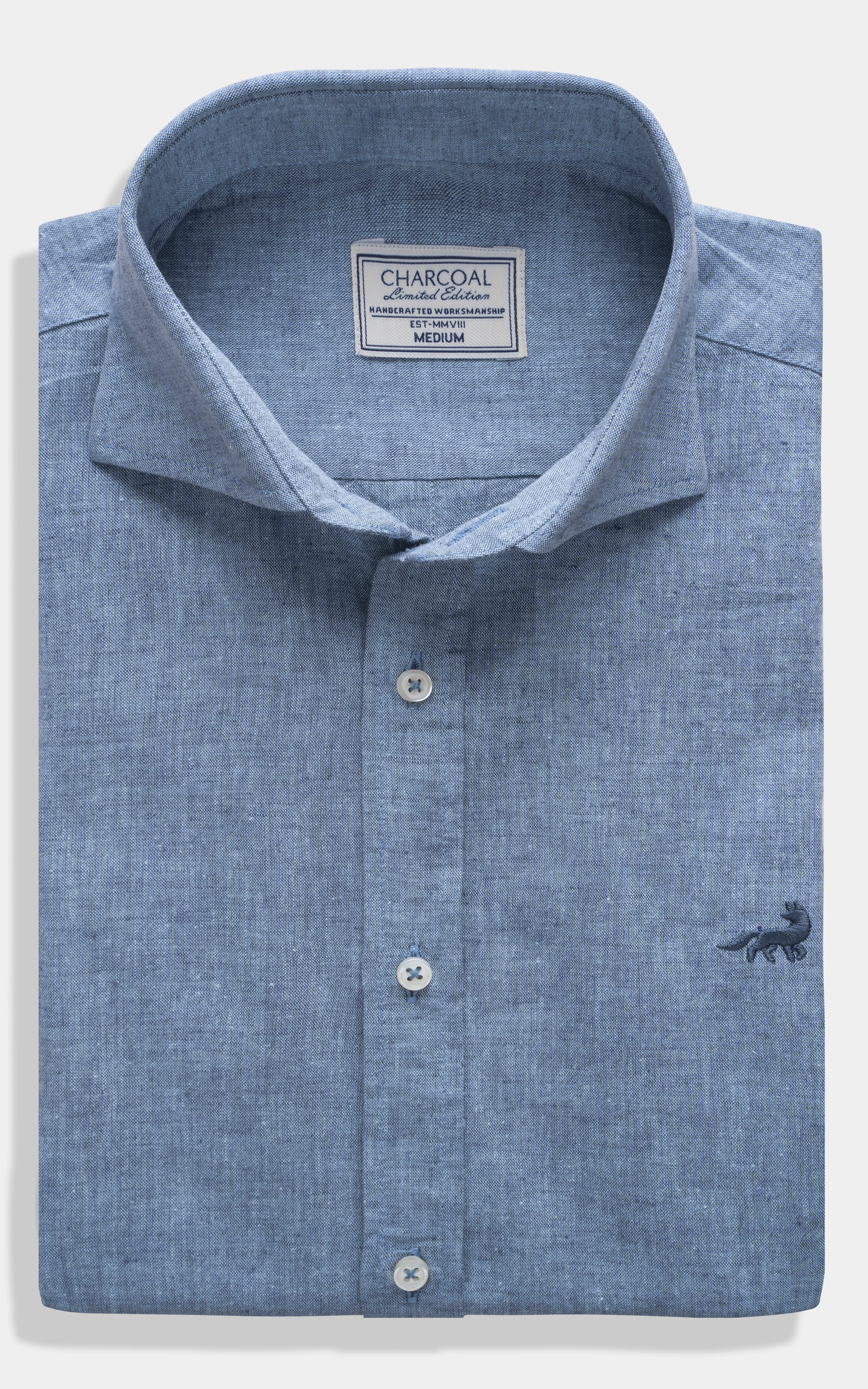 SMART FIT LINEN LIMITED EDITION SHIRT BLUE MILANGE
