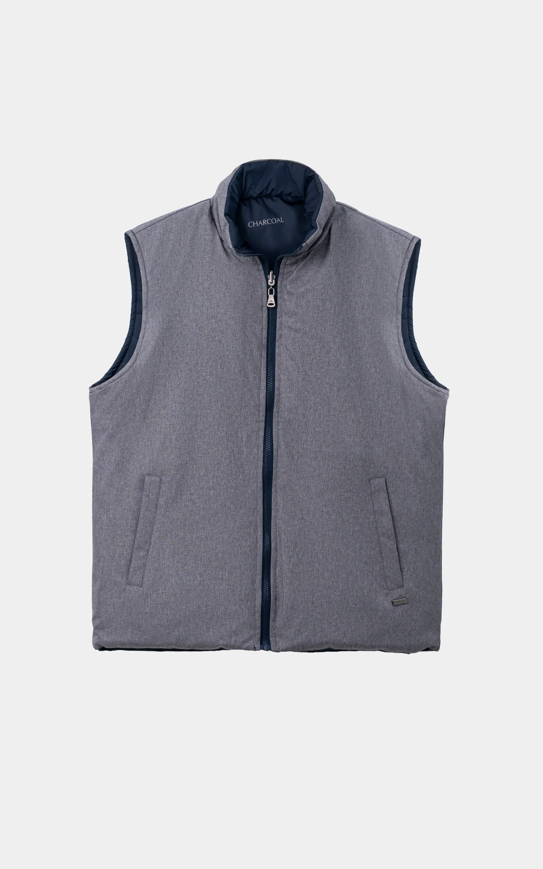 SMART FIT SLEEVELESS REVERSIBLE JACKET NAVY GREY MELANGE - Image 4