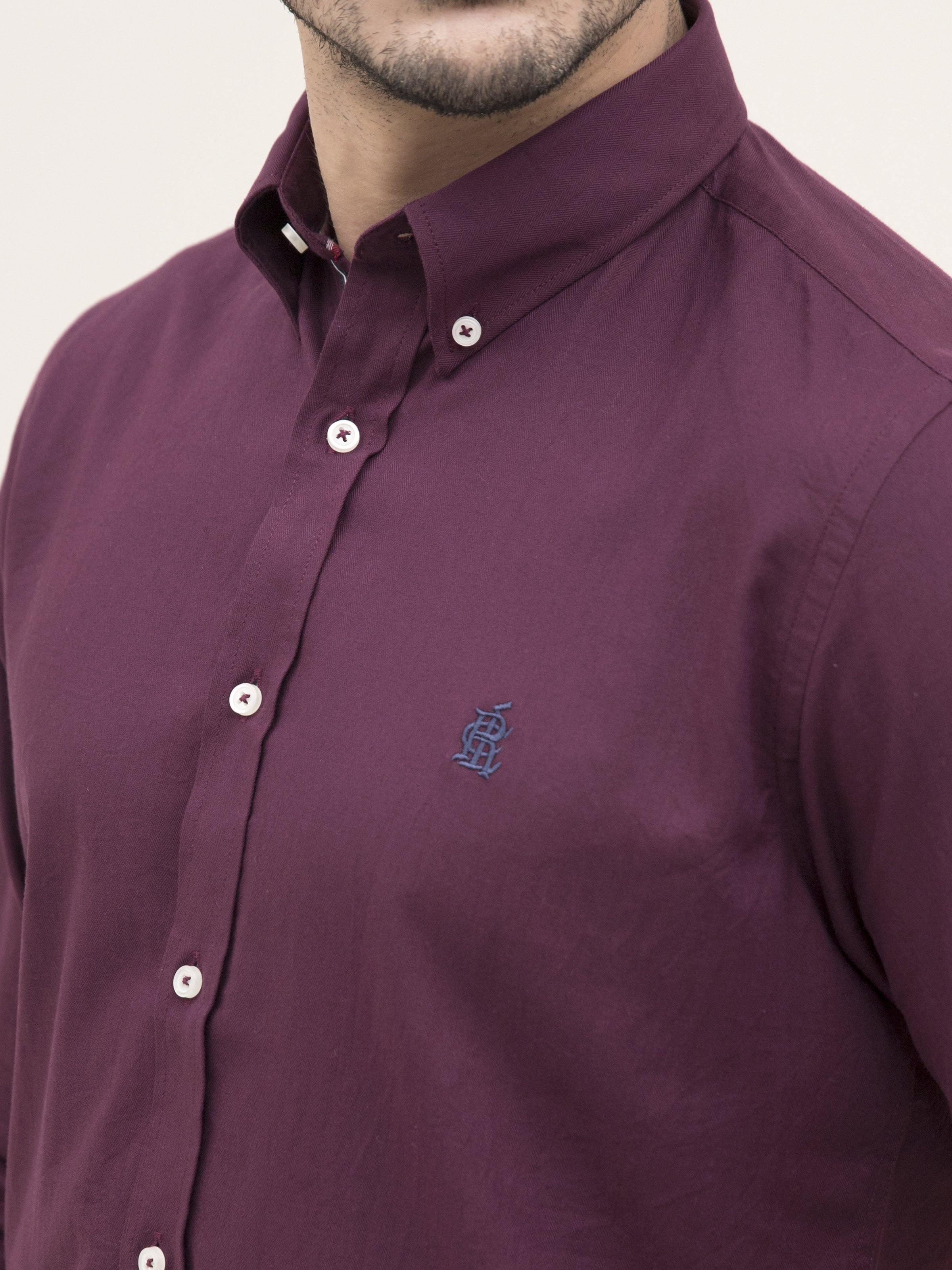 SMART SHIRT BUTTON DOWN FULL SLEEVE MAROON - Image 3