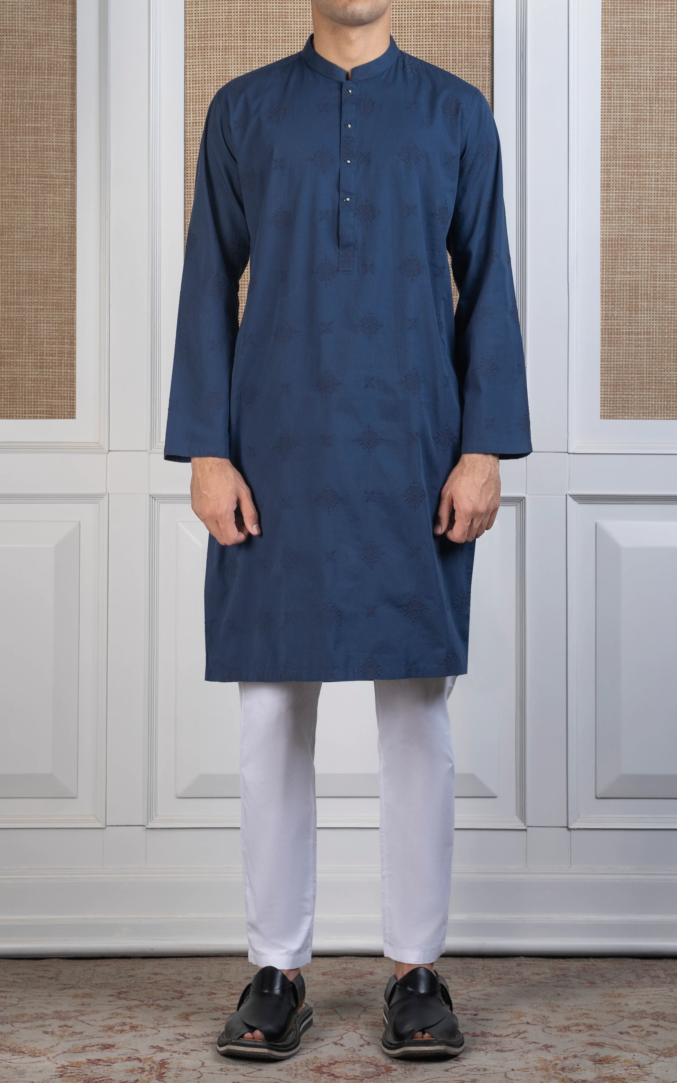 SPRAY EMBROIDERED KURTA- SIGNATURE COLLECTION INDIGO BLUE