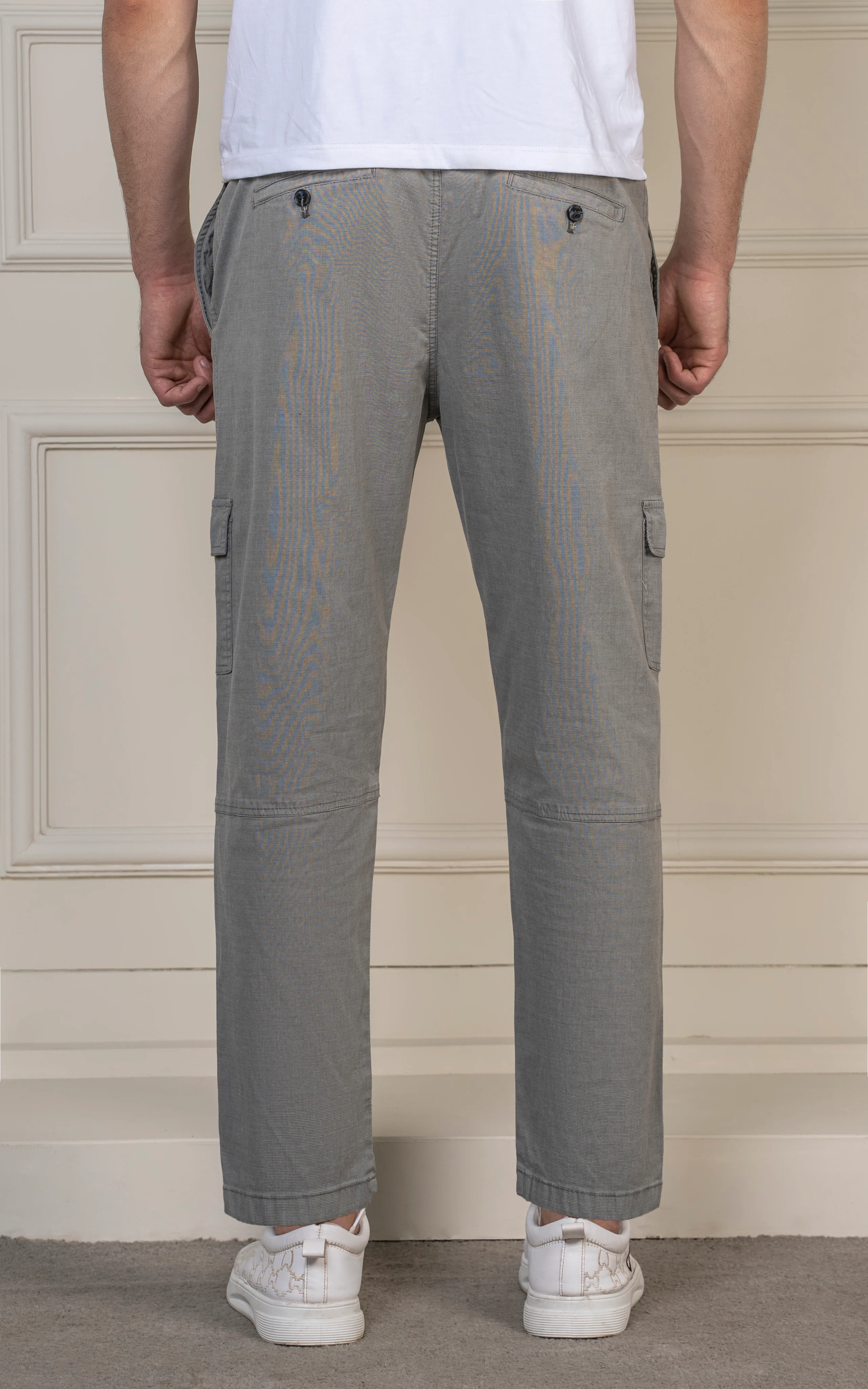 STRAIGHT FIT TEXTURED CARGO TROUSER GREY - Image 3
