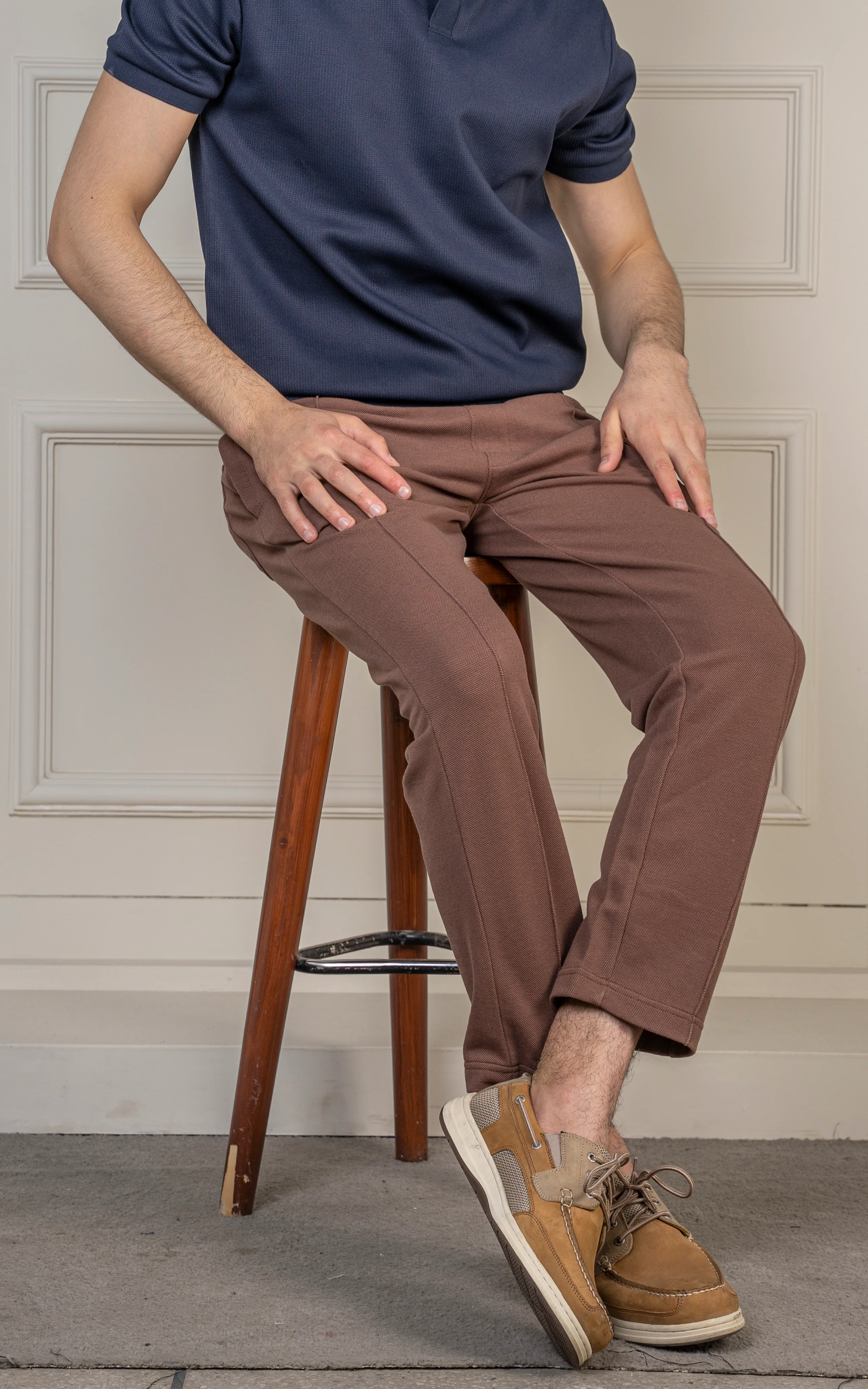 STRAIGHT FIT PIQUE TERRY JOGGER TROUSER RUST - Image 3