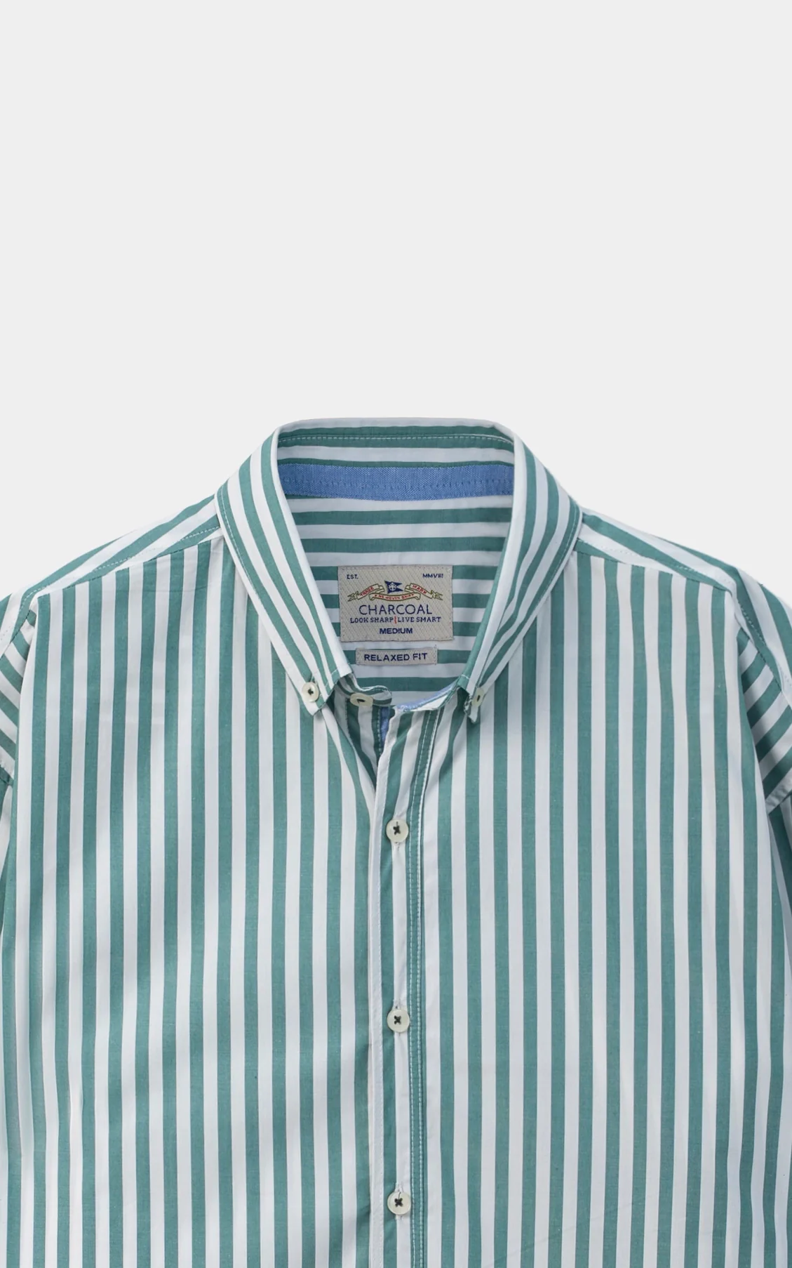 STRIPED RELAXED CASUAL SHIRT OFF WHITE GREEN - Image 2