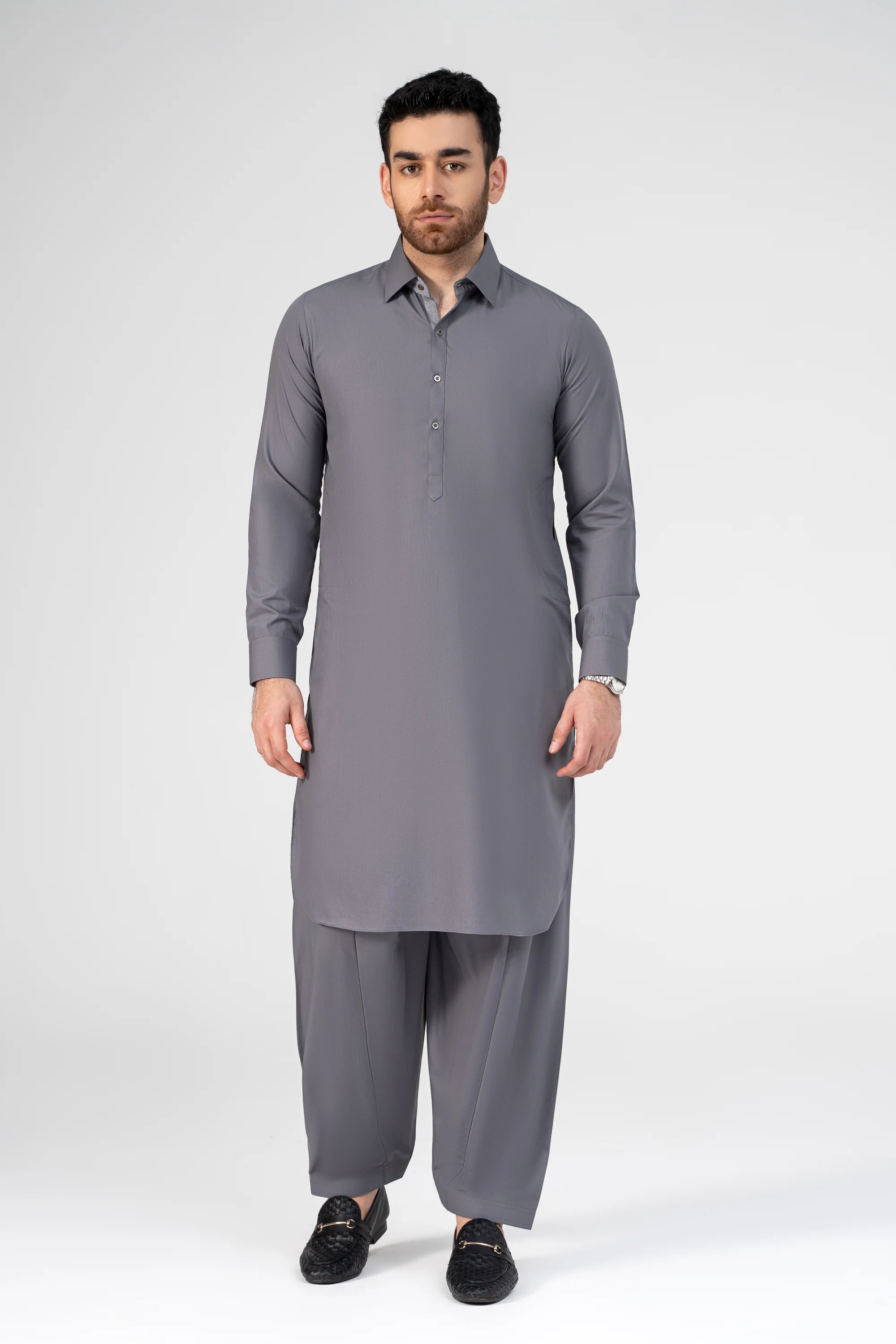 SUPER SOFT BLENDED KAMEEZ SHALWAR LIGHT GREY