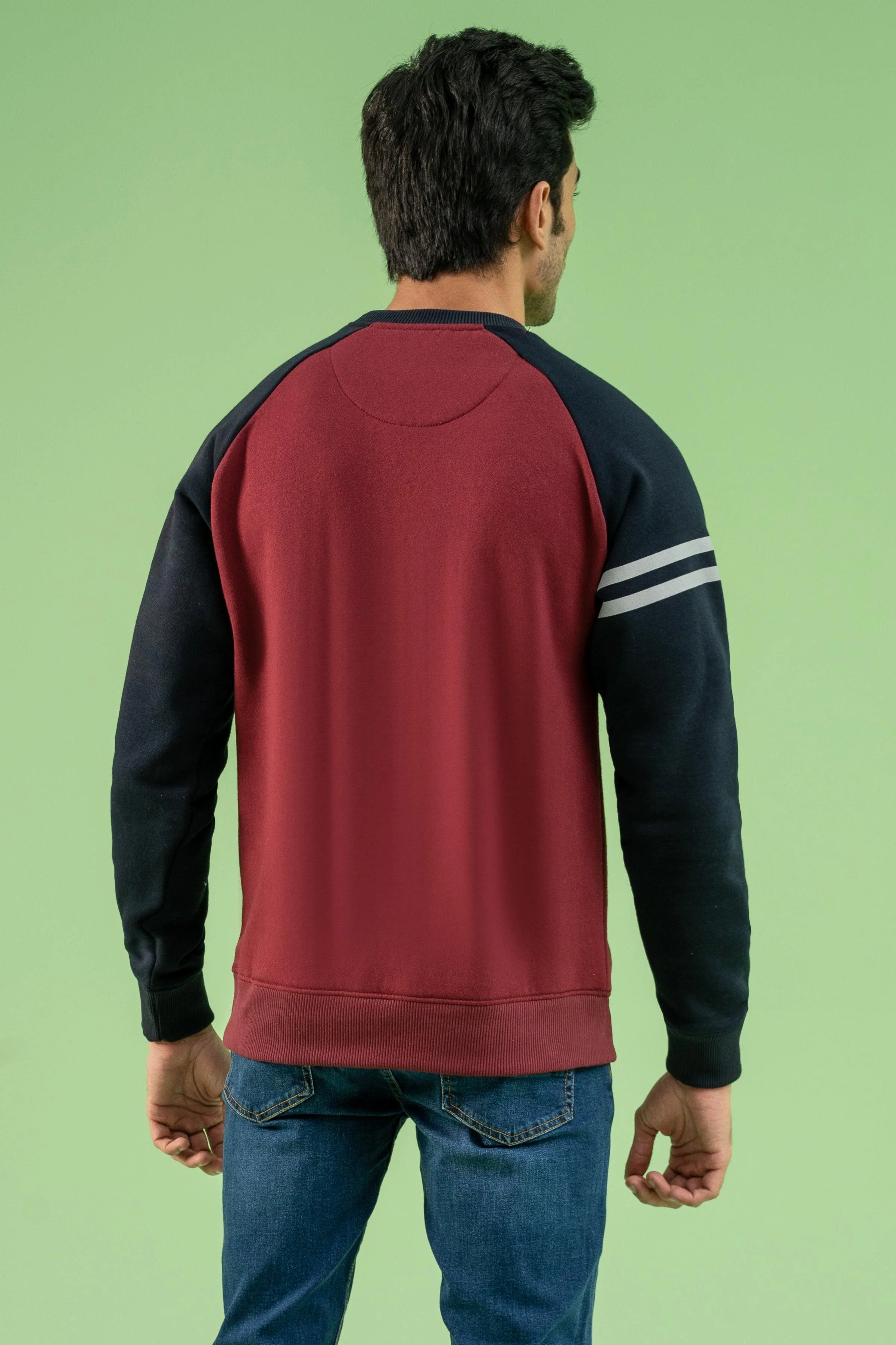 RAGLAN SLEEVES SWEAT SHIRT MAROON NAVY - Image 3