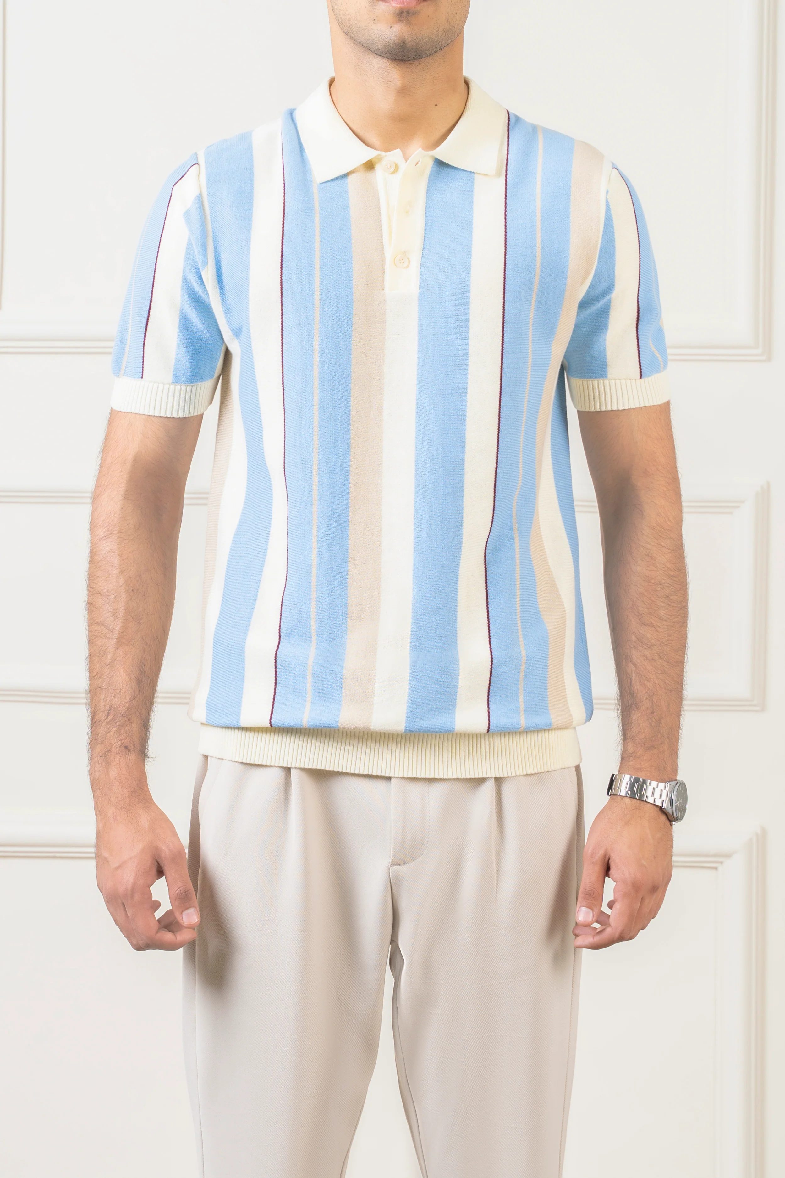SWEATER KNIT POLO CREAM SKY - Image 2