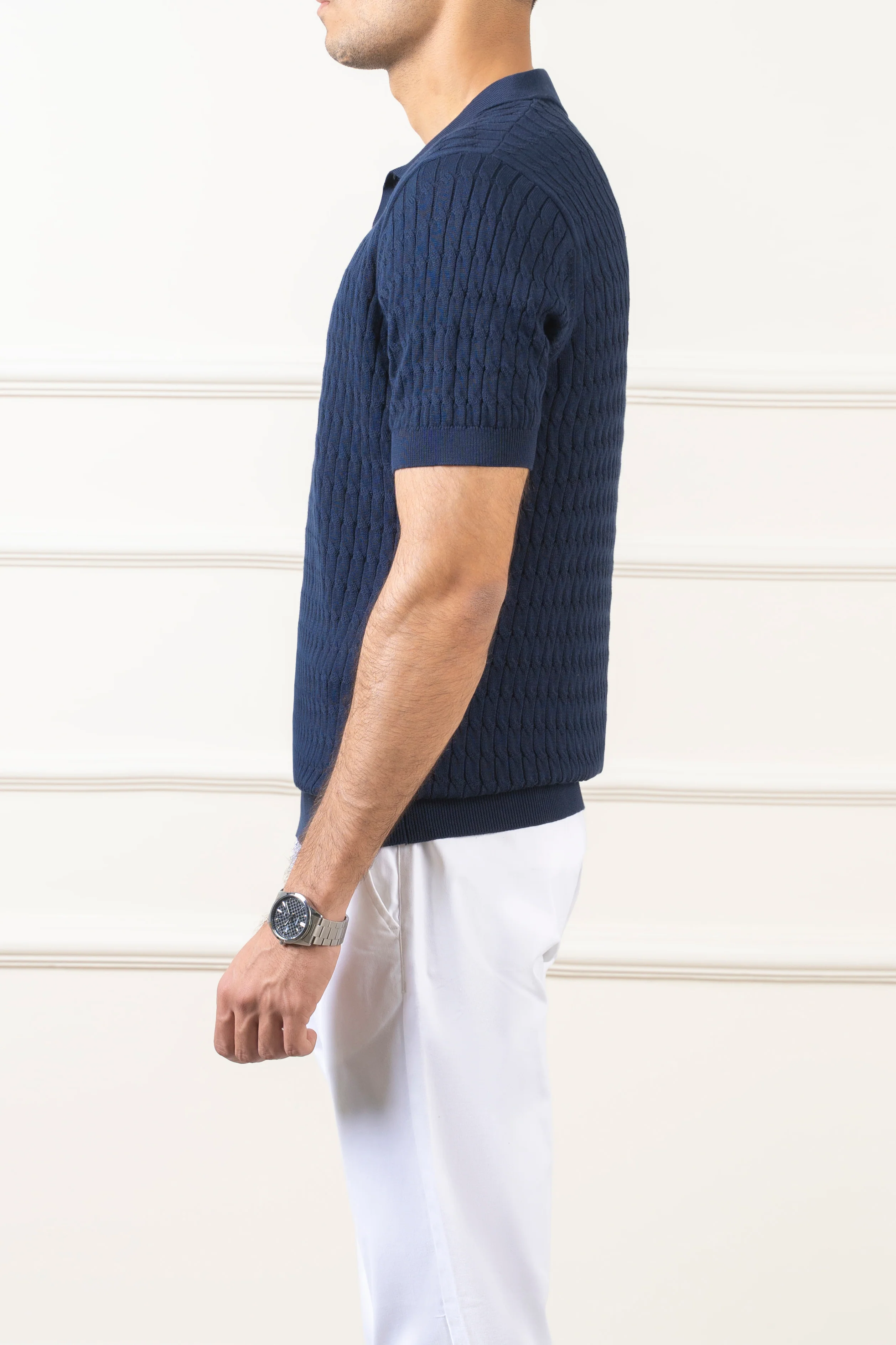 SWEATER KNIT POLO NAVY - Image 4