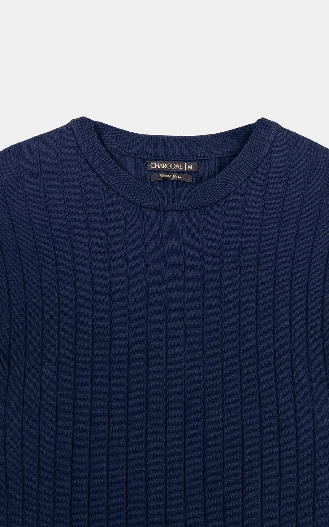 SWEATER KNIT SELF STRIPED CREW  NECK T SHIRT NAVY - Image 4