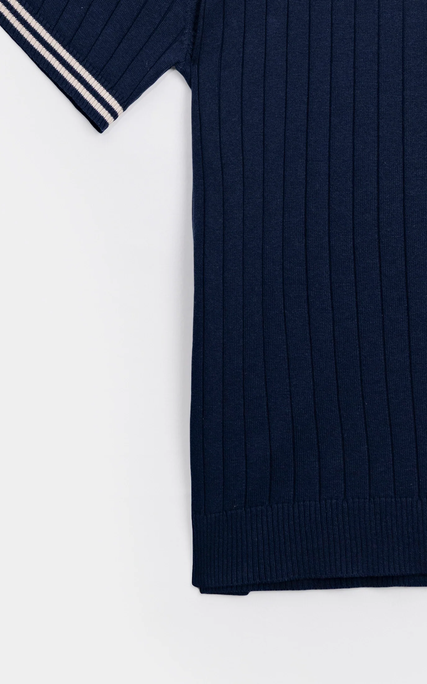 SWEATER KNIT SELF STRIPED CREW  NECK T SHIRT NAVY - Image 5