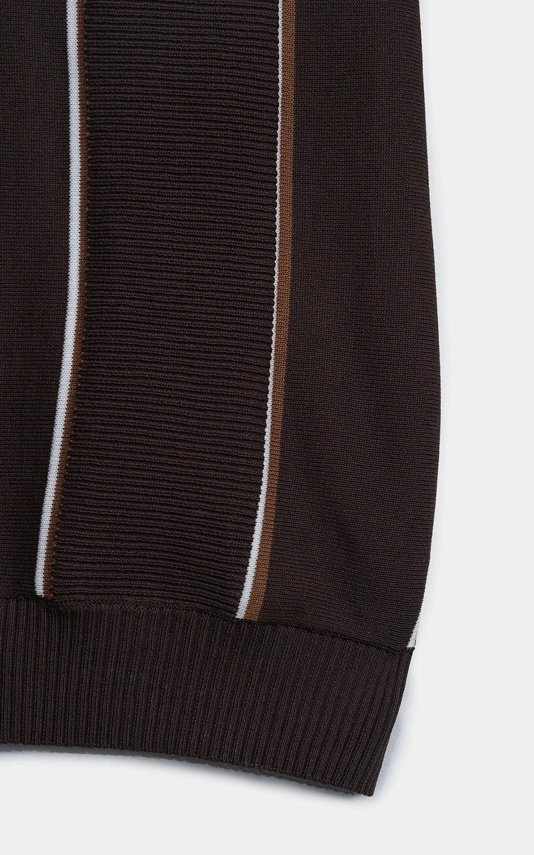 SWEATER KNIT VERTICAL STRIPED POLO SHIRT BROWN - Image 8