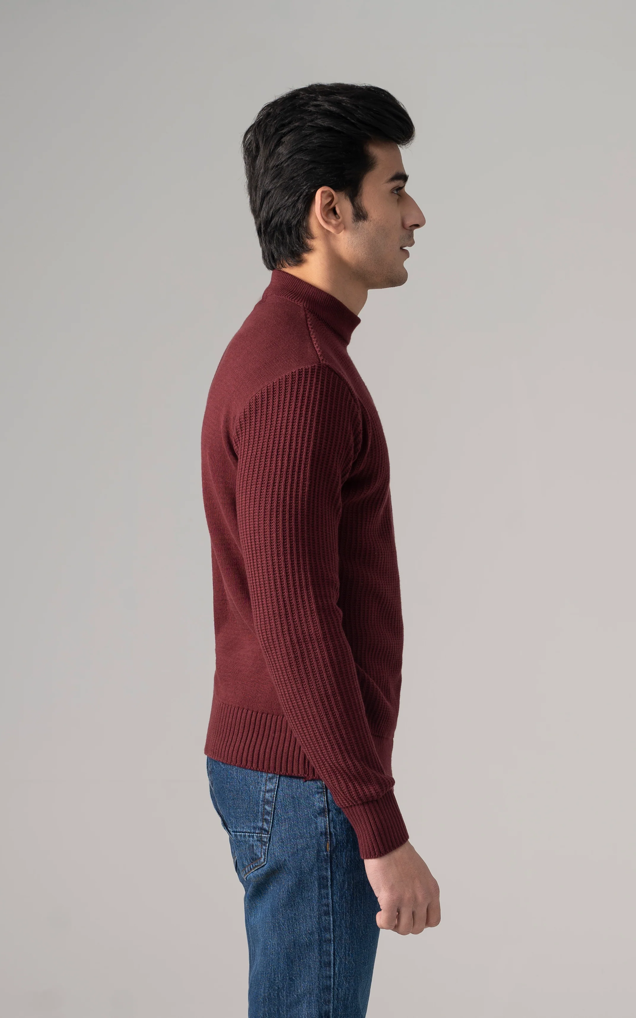 Knitted Mock Neck Maroon - Image 5