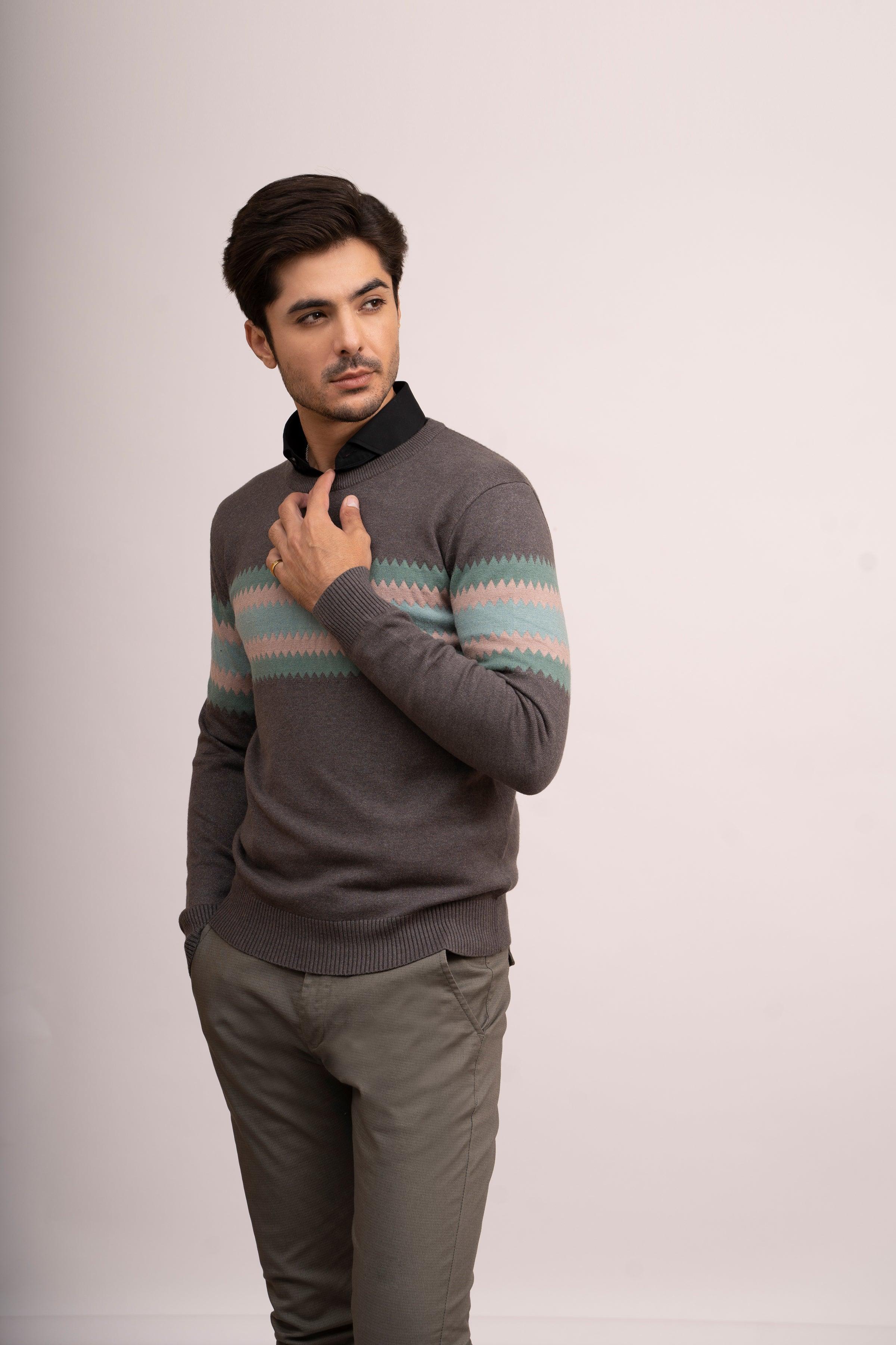 SWEATER R NECK F/L GREY - Image 2