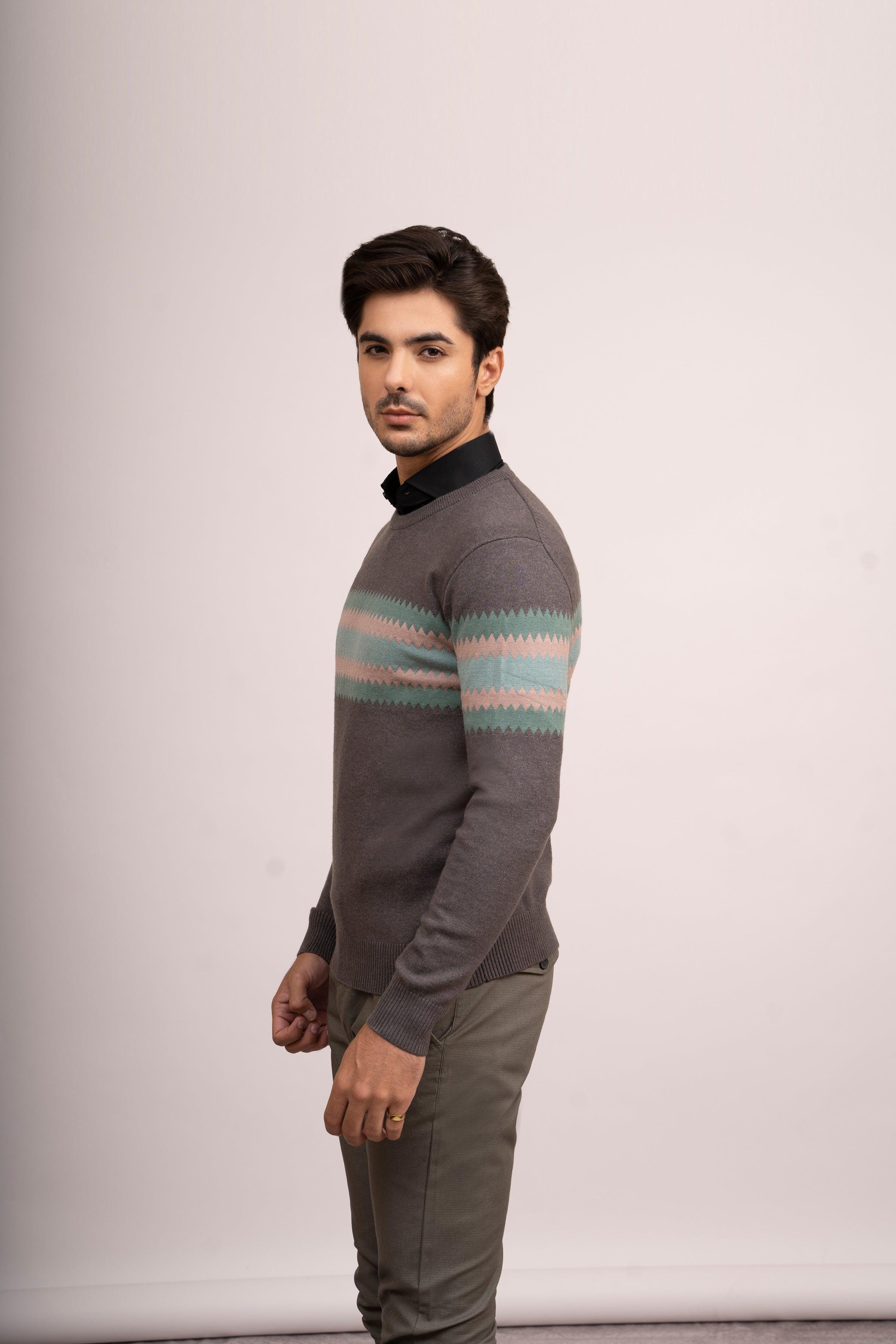 SWEATER R NECK F/L GREY - Image 3