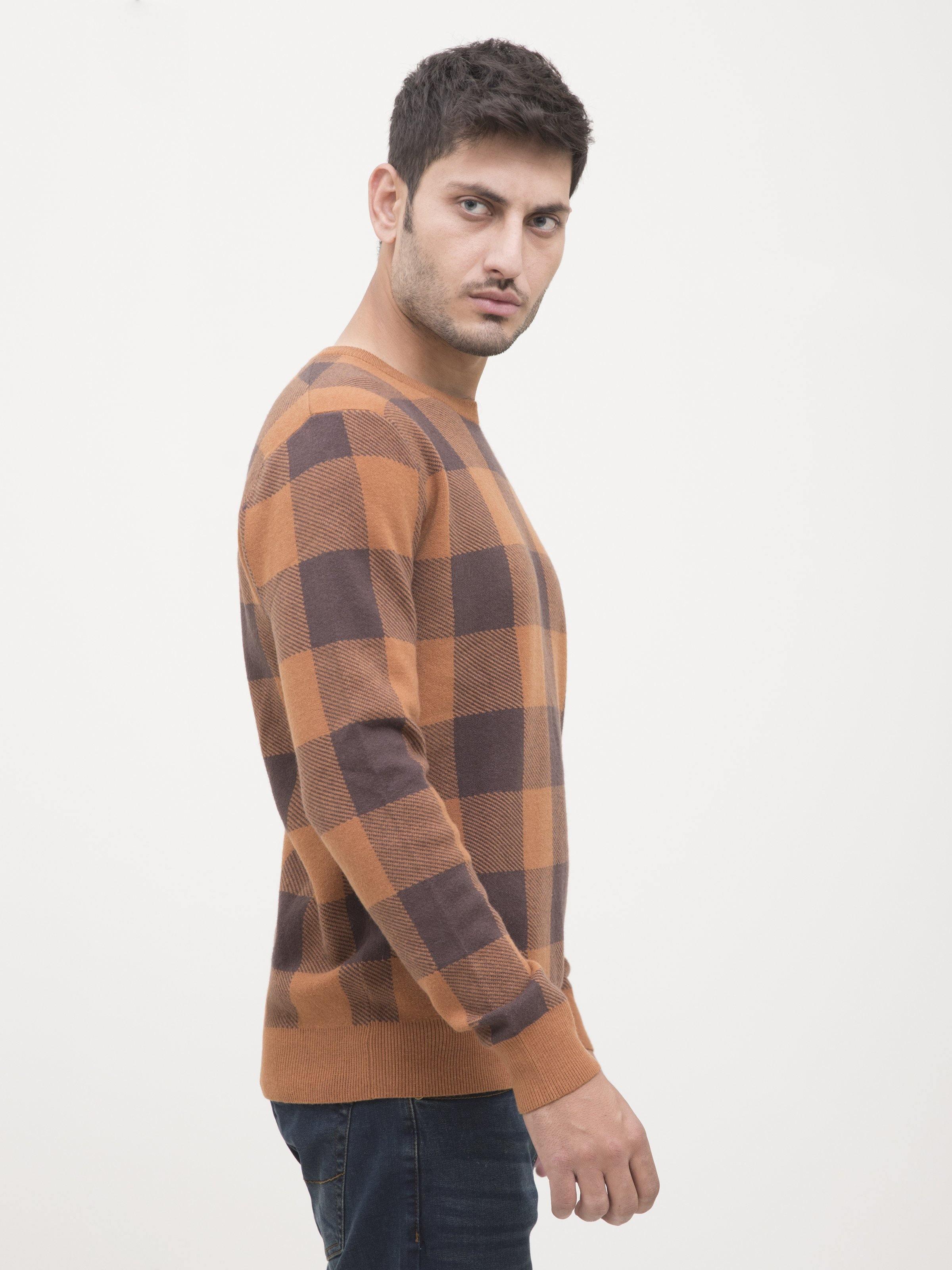 SWEATER ROUND NECK FULL SLEEVE BROWN KHAKI - Image 4