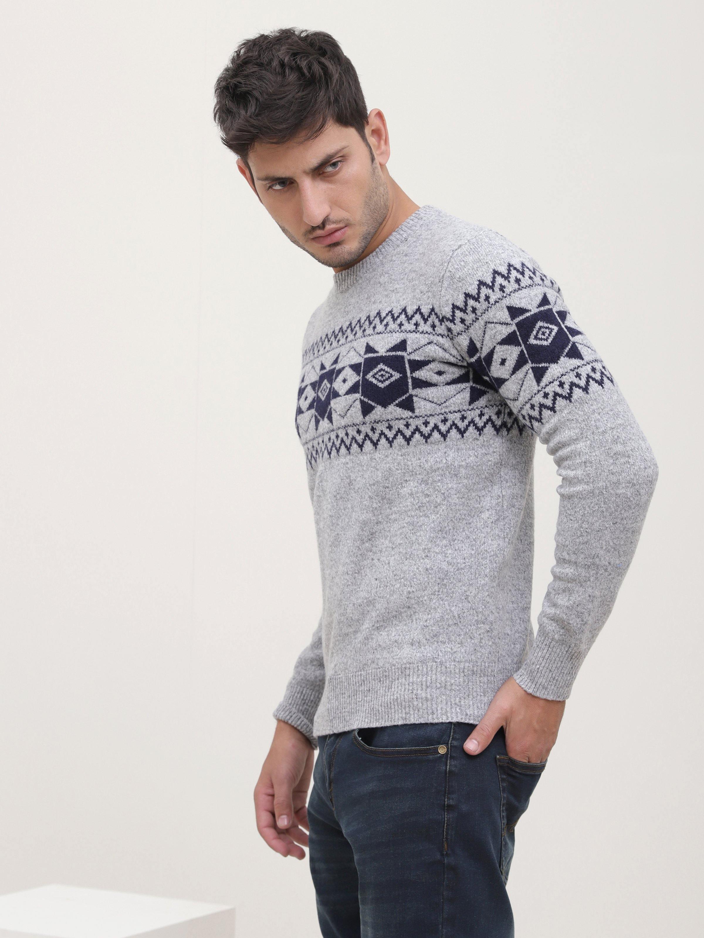 SWEATER ROUND NECK FULL SLEEVE GREY BLUE - Image 2