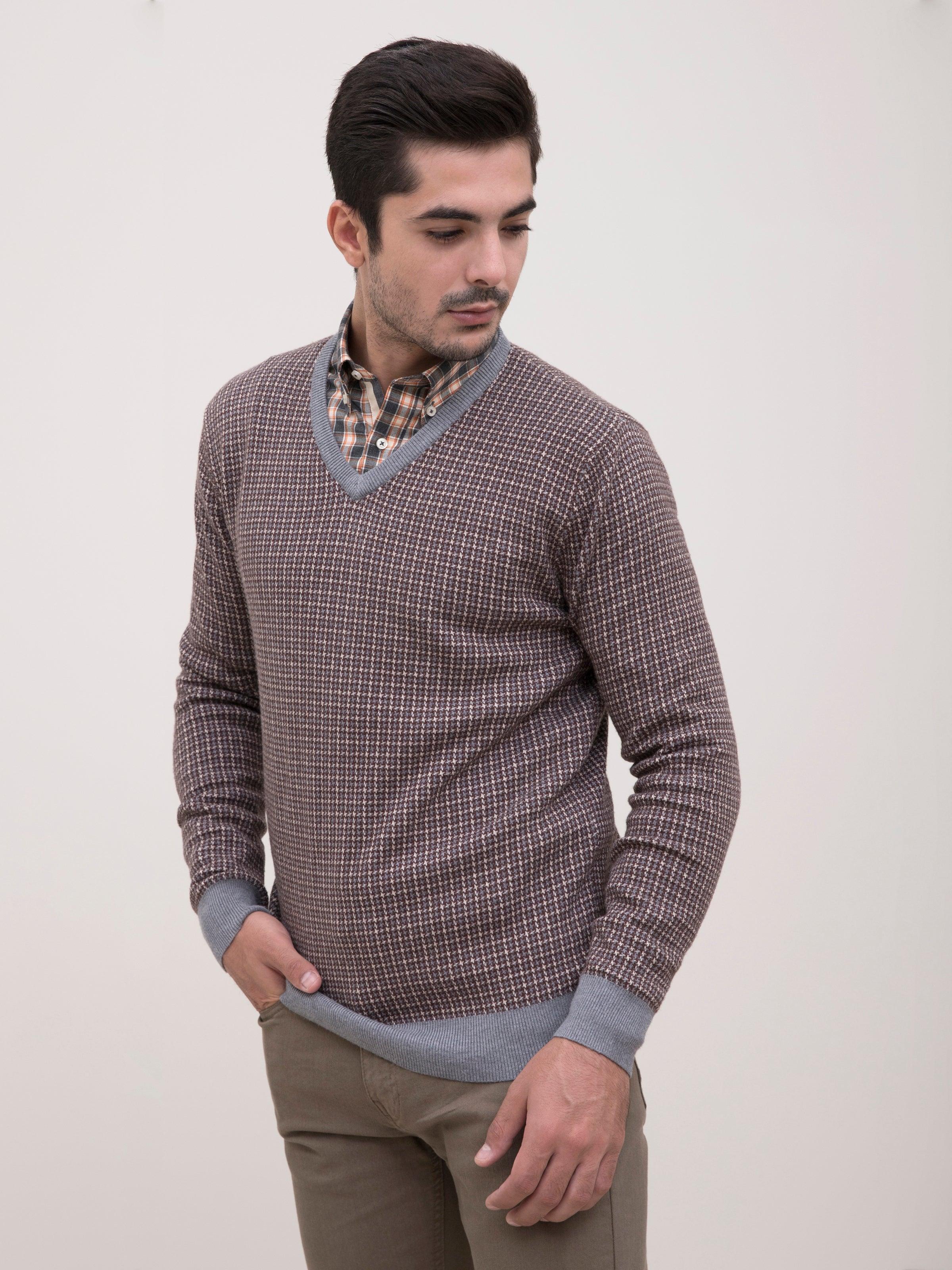 SWEATER V NECK F/S BROWN BEIGE - Image 2