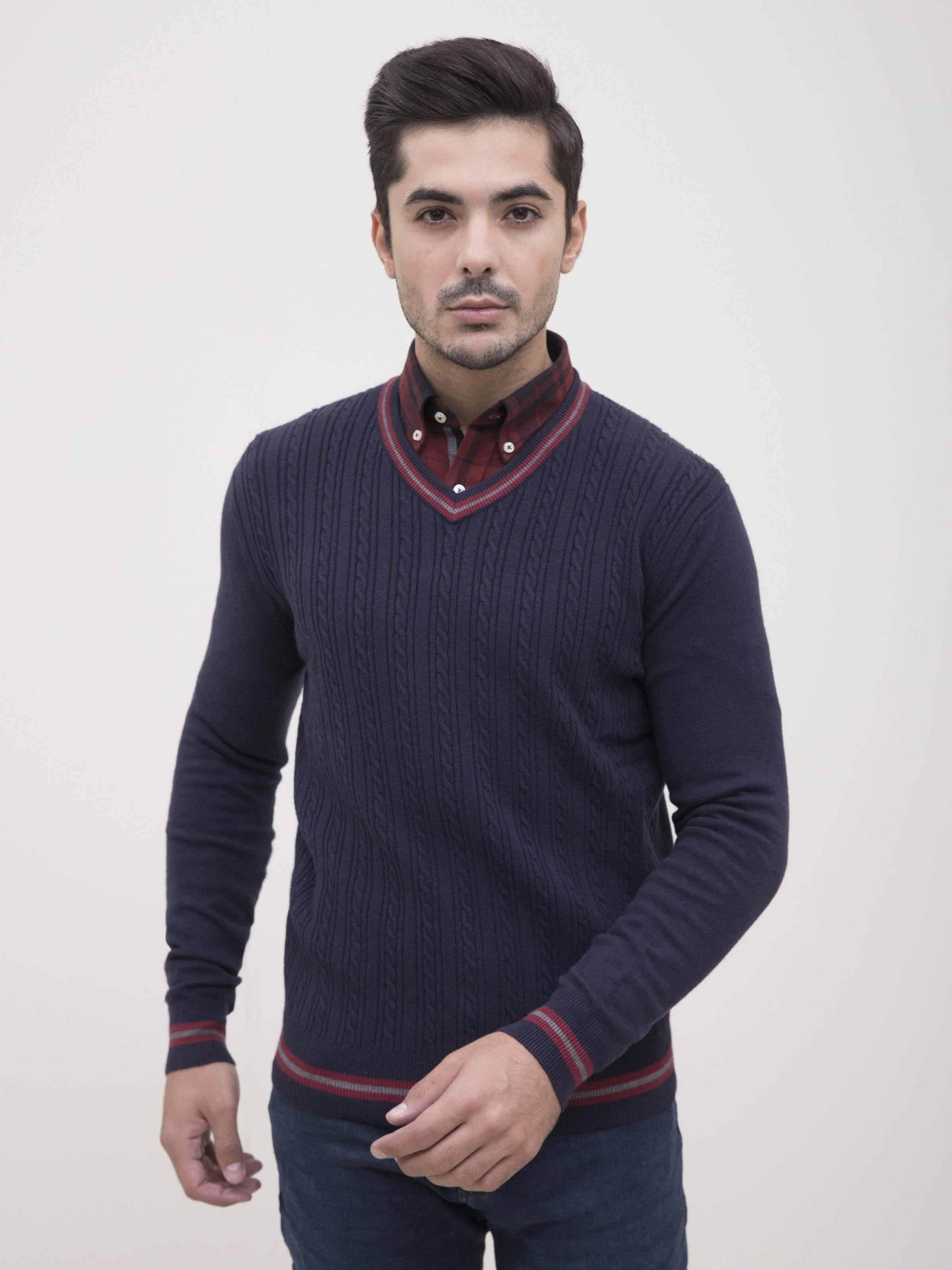 SWEATER V NECK FULL SLEEVE NAVY