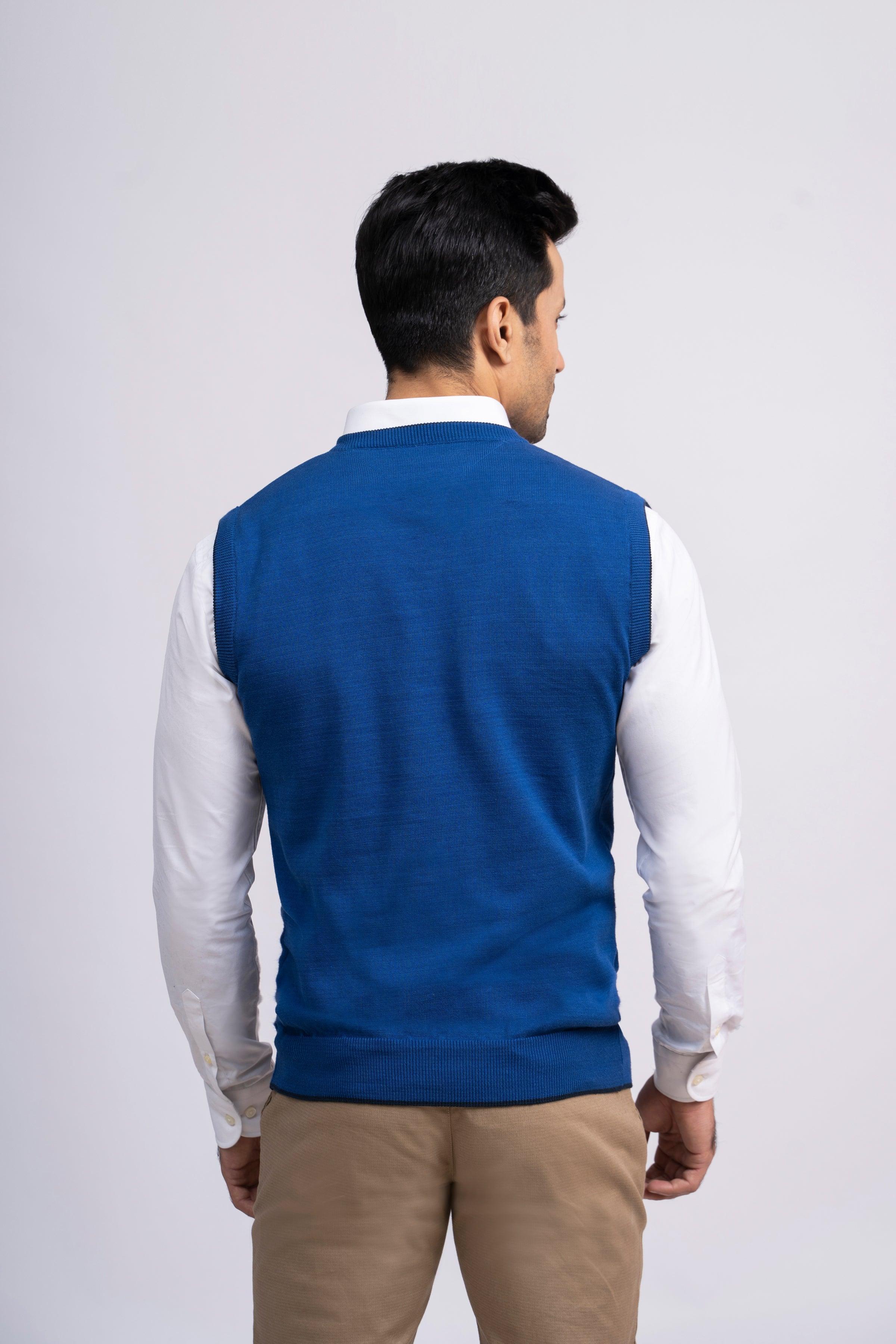 SWEATER V NECK S/L BLUE - Image 3