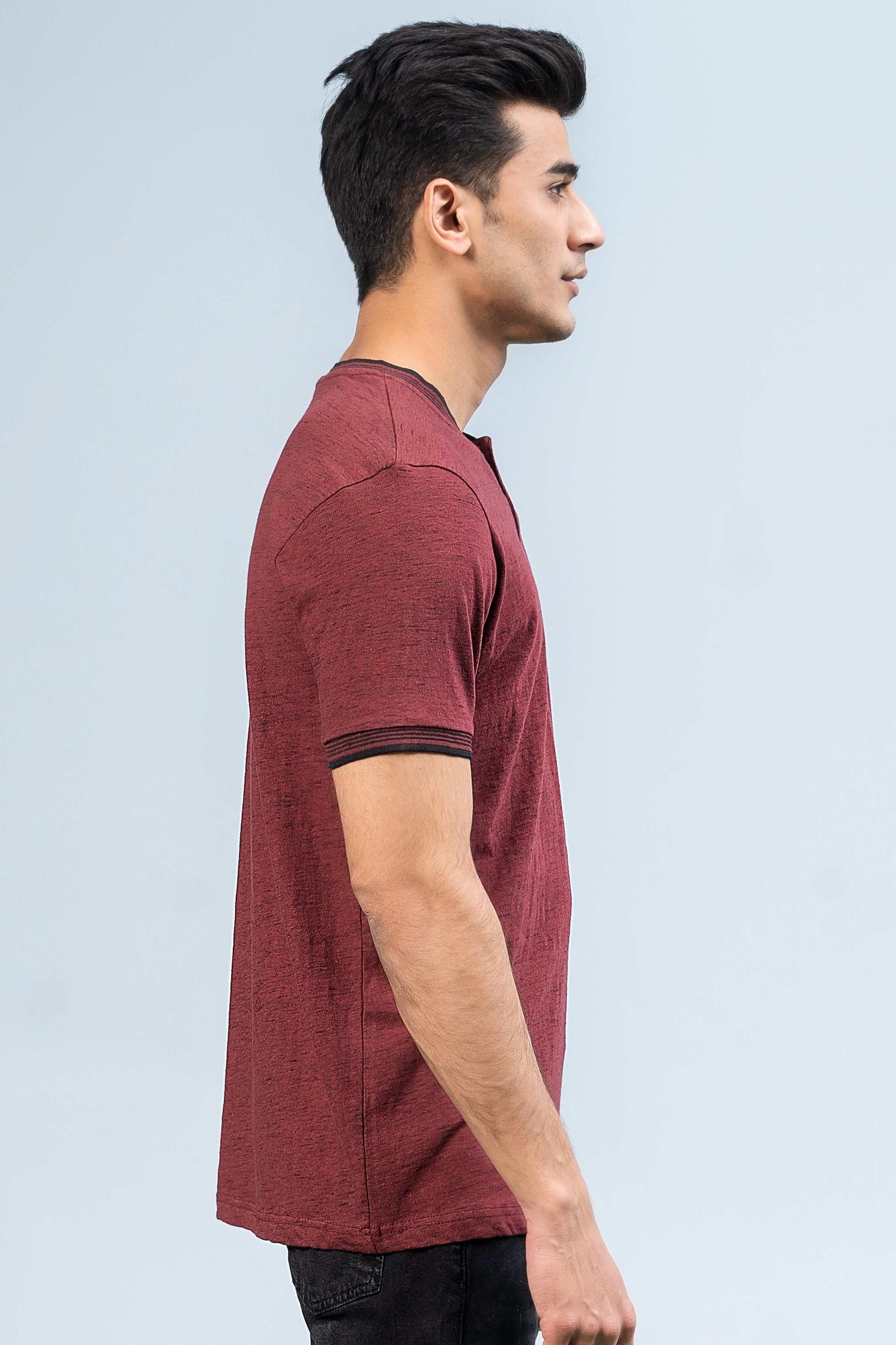 HENLEY SHIRT MAROON - Image 3