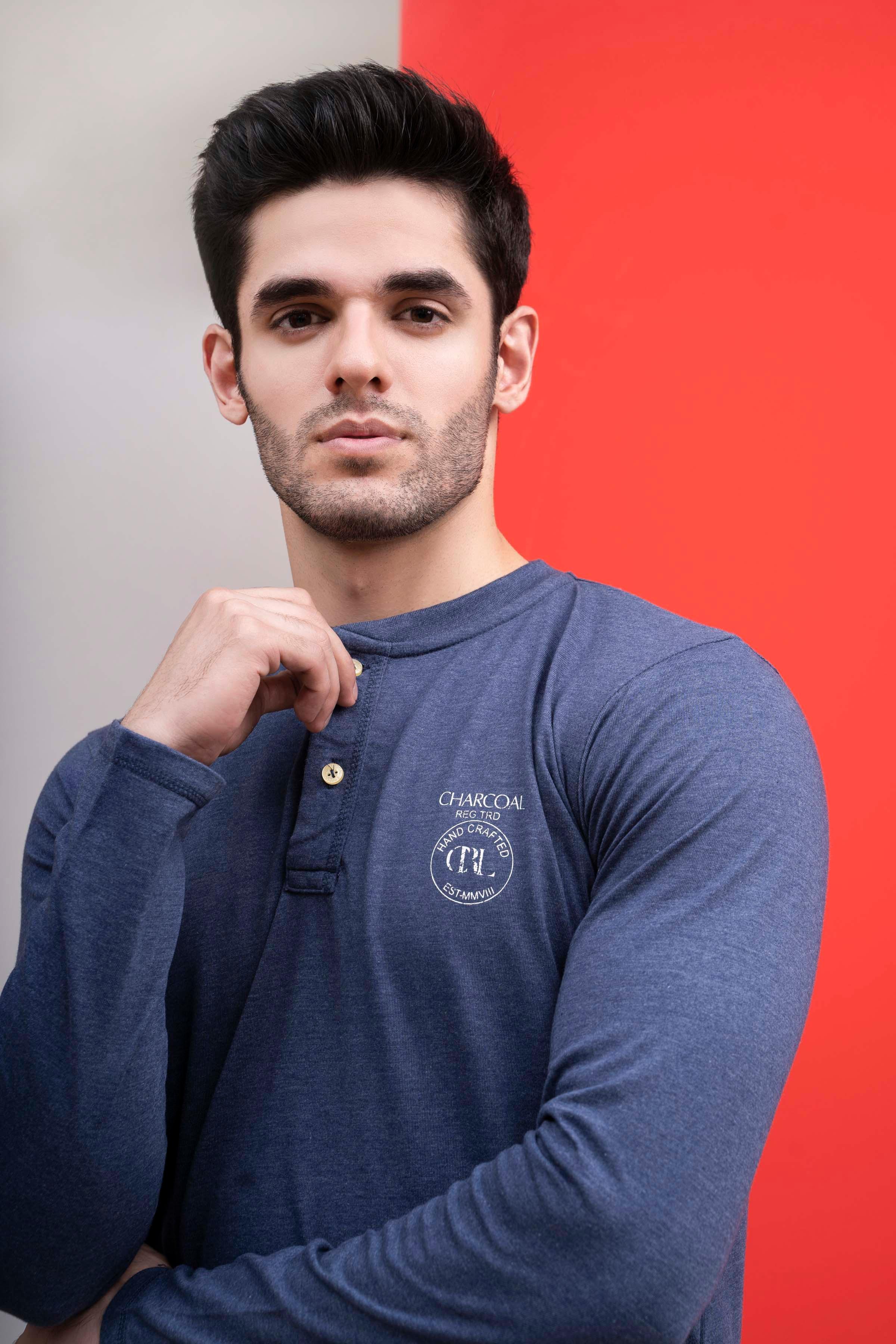 T SHIRT HENLAY FULL SLEEVE BLUE - Image 4