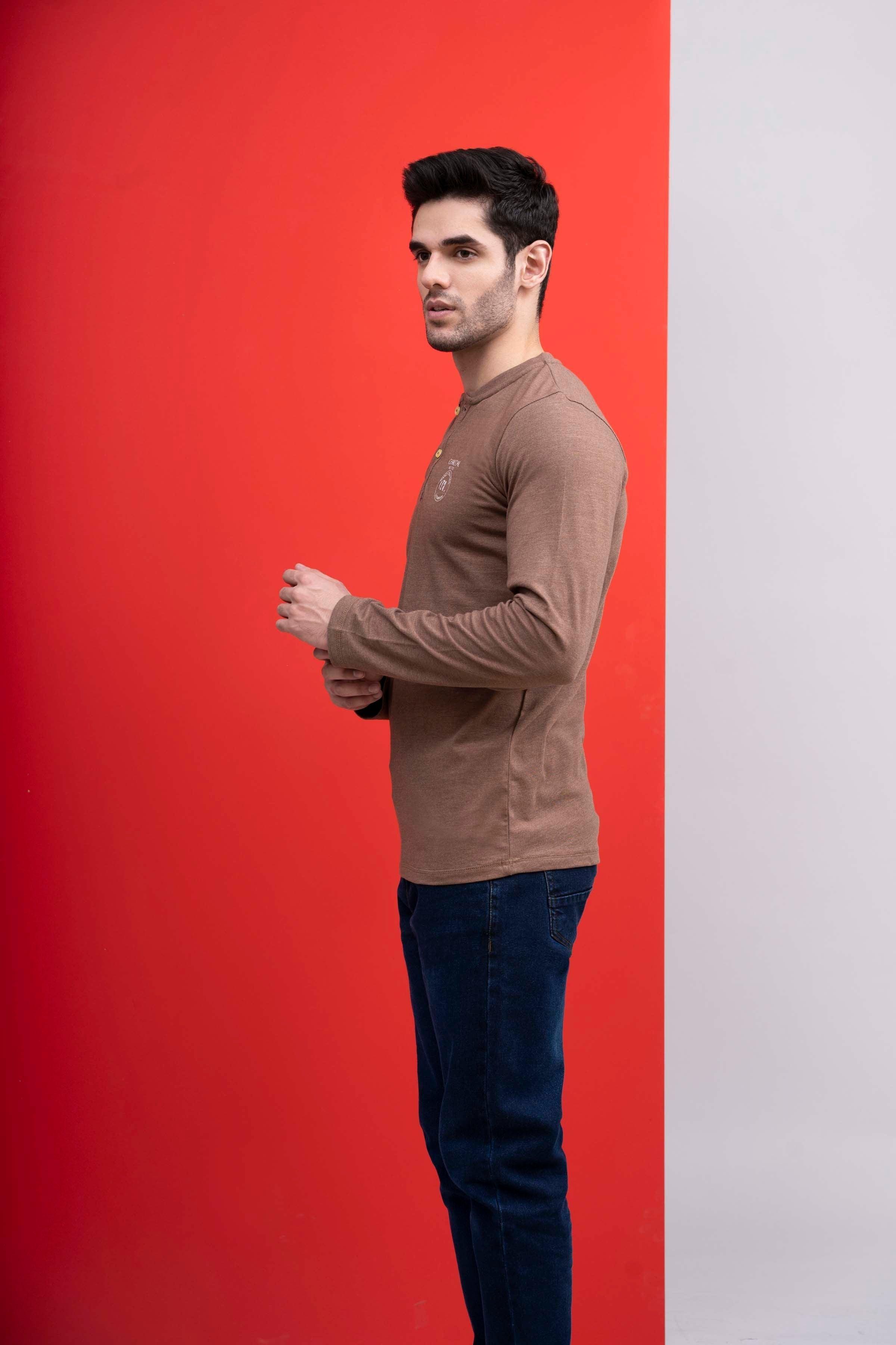 T SHIRT HENLAY FULL SLEEVE KHAKI - Image 3