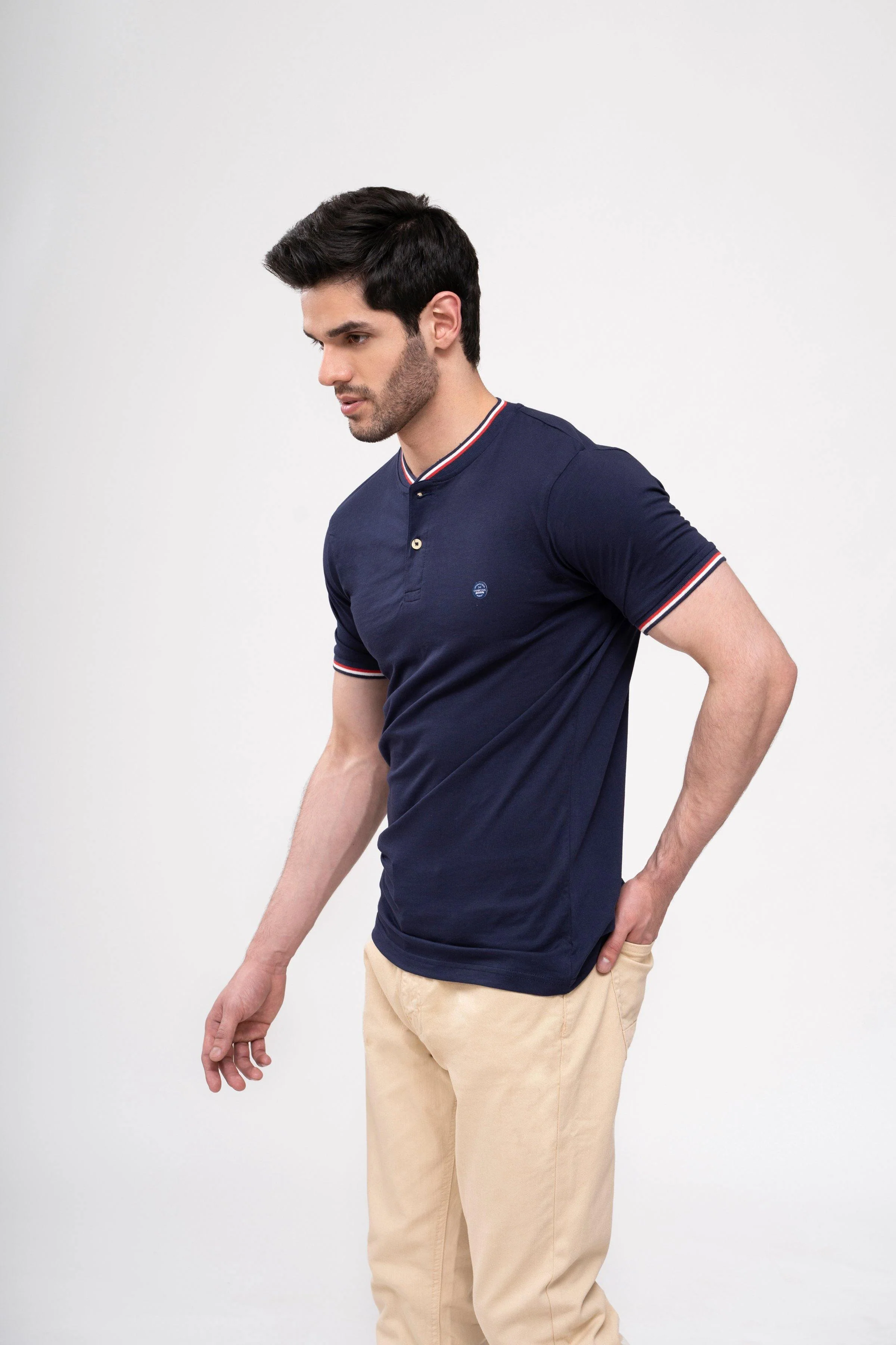 T SHIRT HENLEY TIPPING BAN NAVY - Image 2