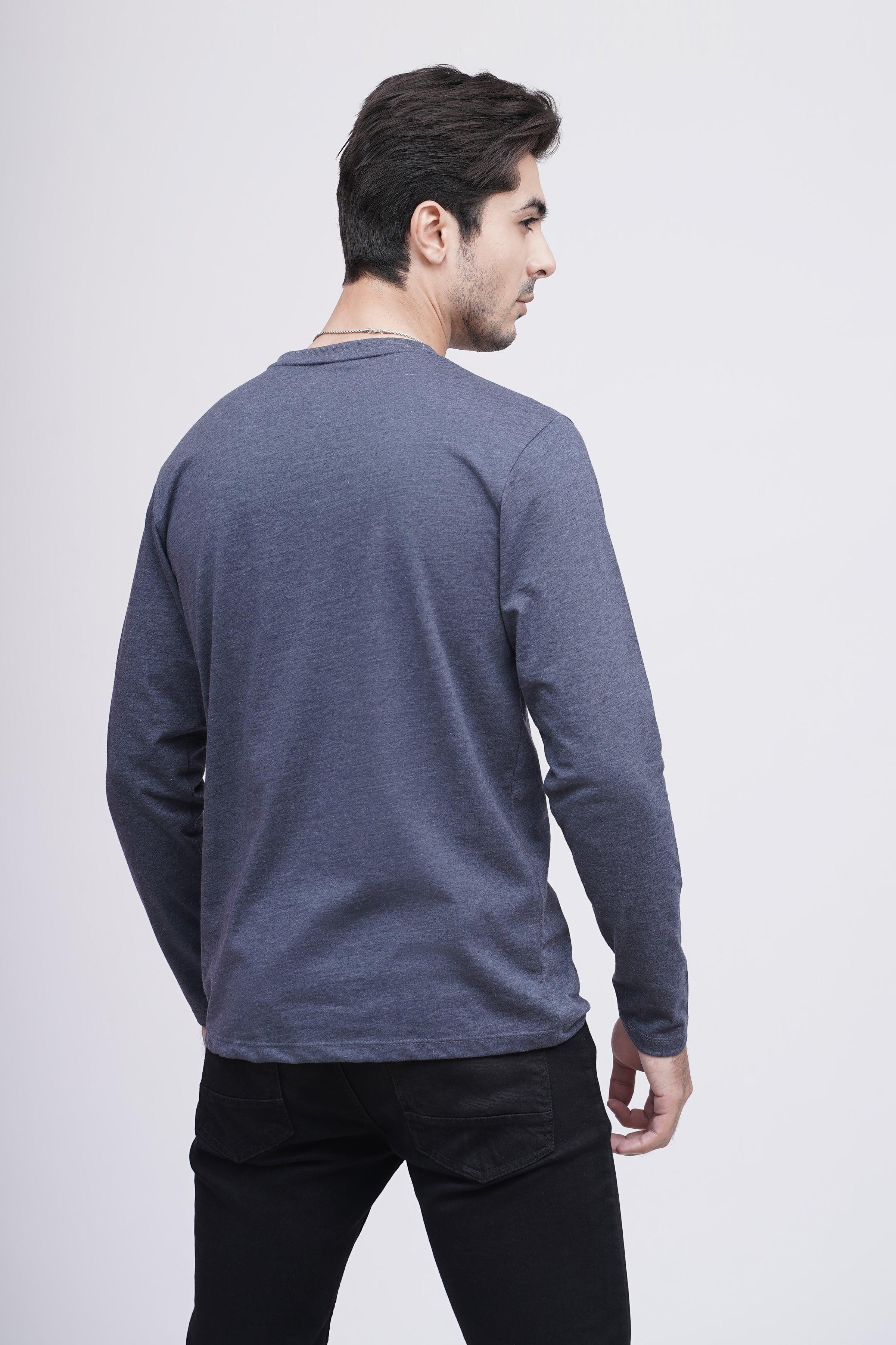T SHIRT HENLY F/S BLUE MAROON - Image 3