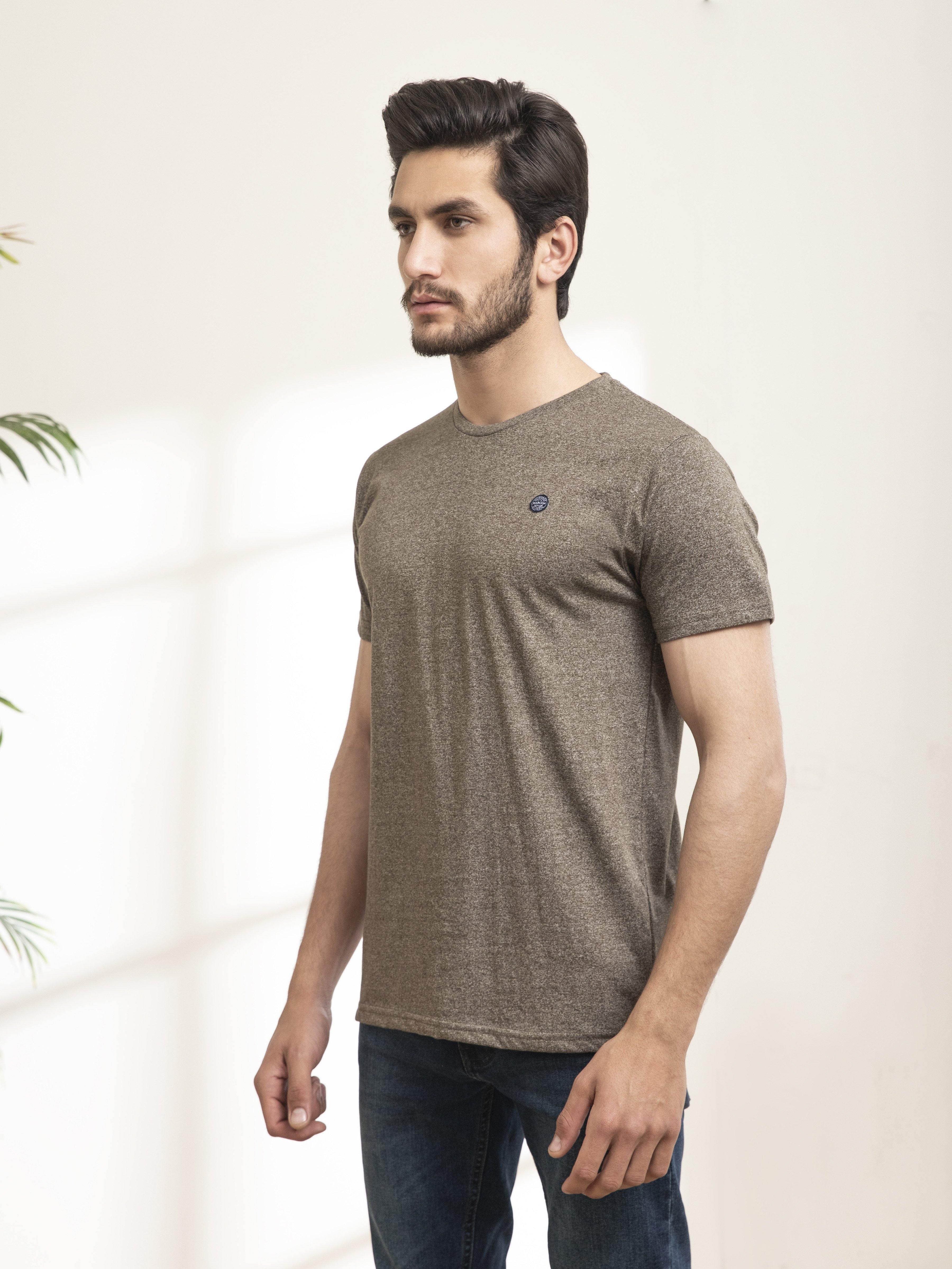 T SHIRT ROUND NECK CHAIN YARN OLIVE