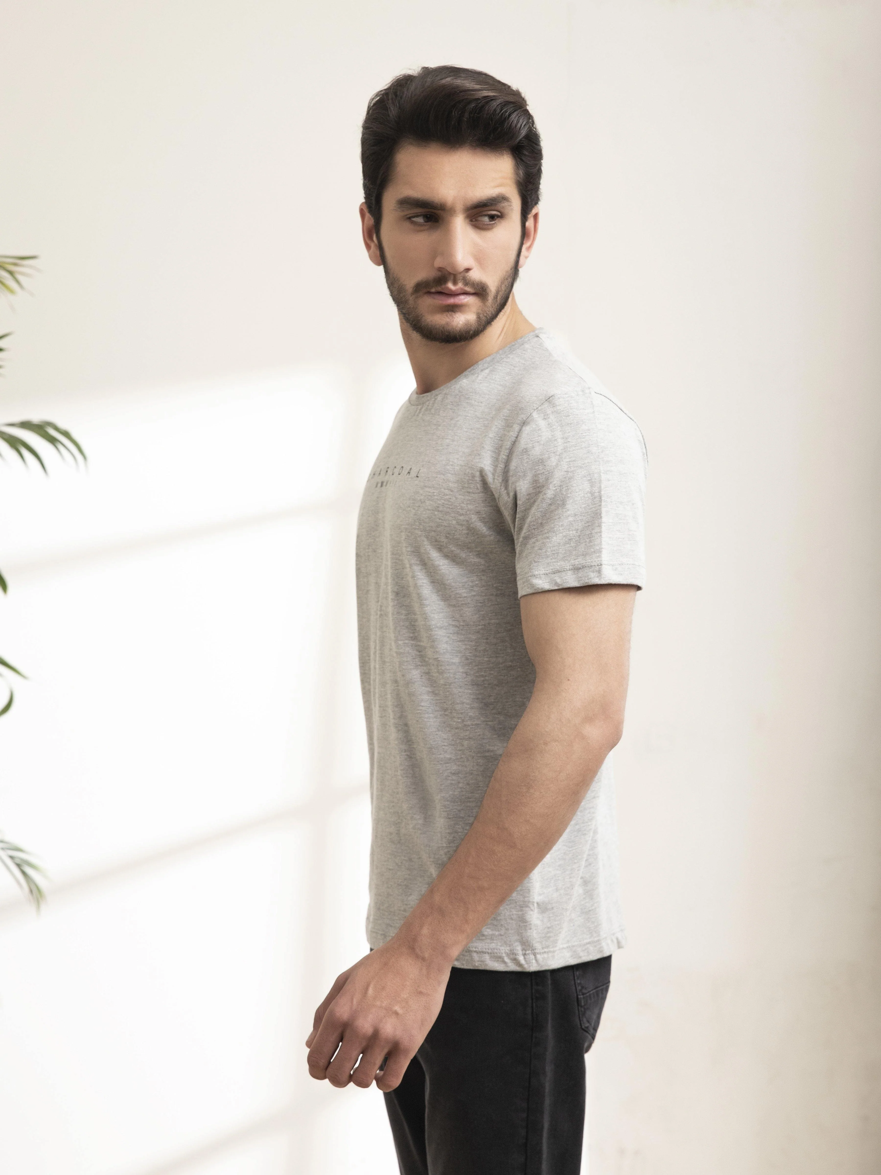 T SHIRT ROUND NECK SLEEPWEAR GREY MELANGE - Image 2
