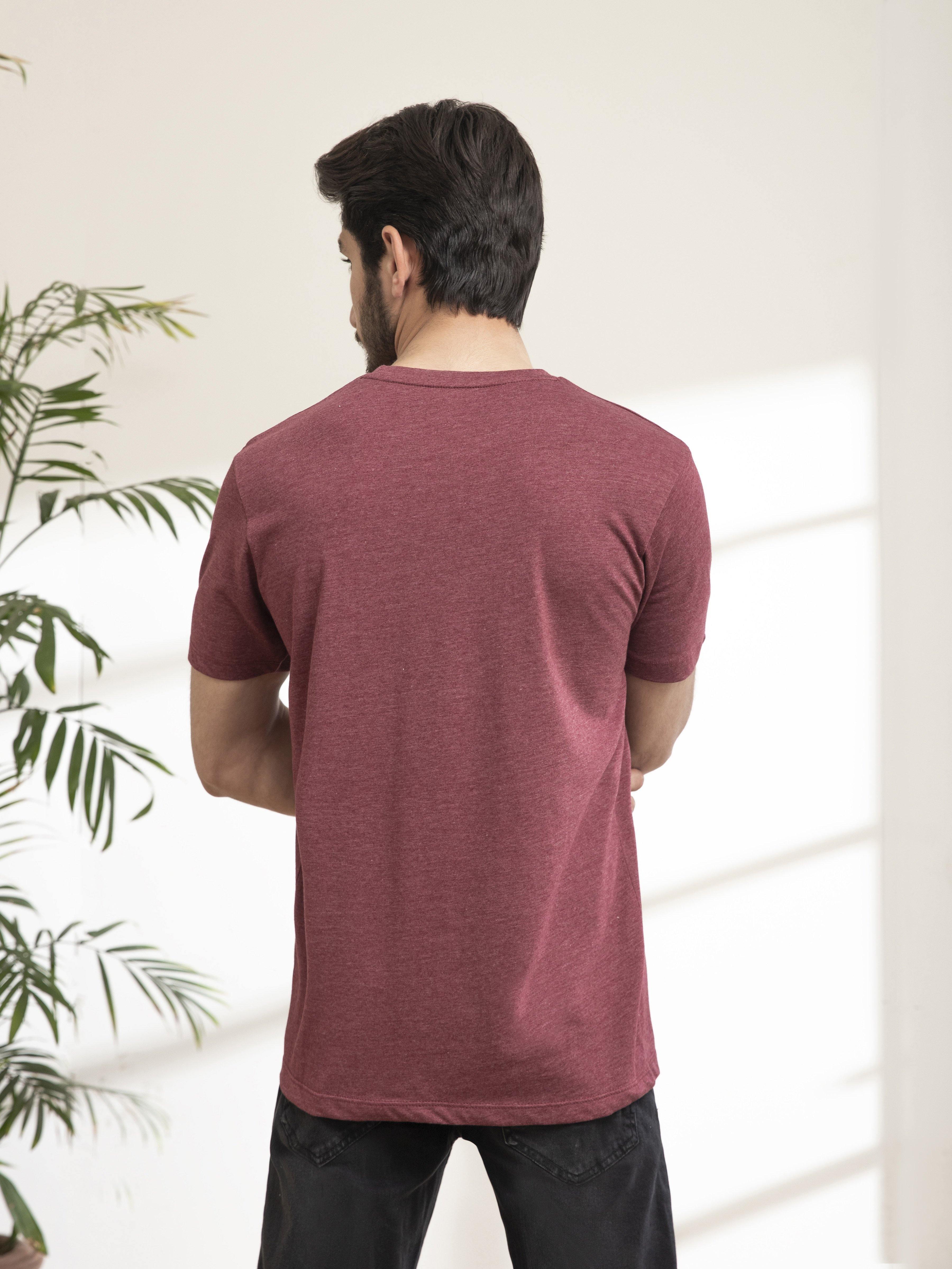 T SHIRT ROUND NECK SLEEPWEAR MAROON MELANGE - Image 4