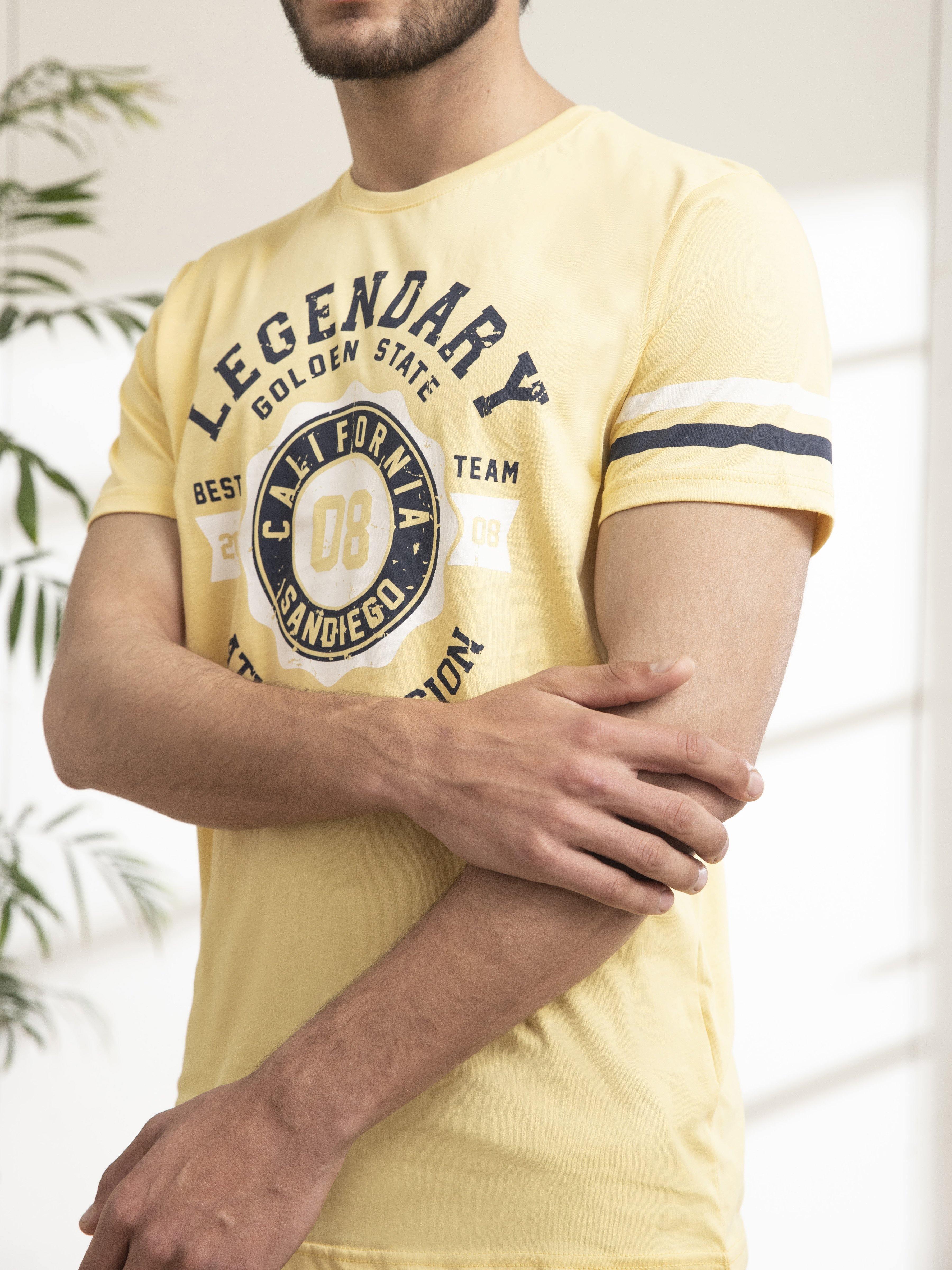 T SHIRT ROUND NECK STRIPES MUSTARD - Image 2