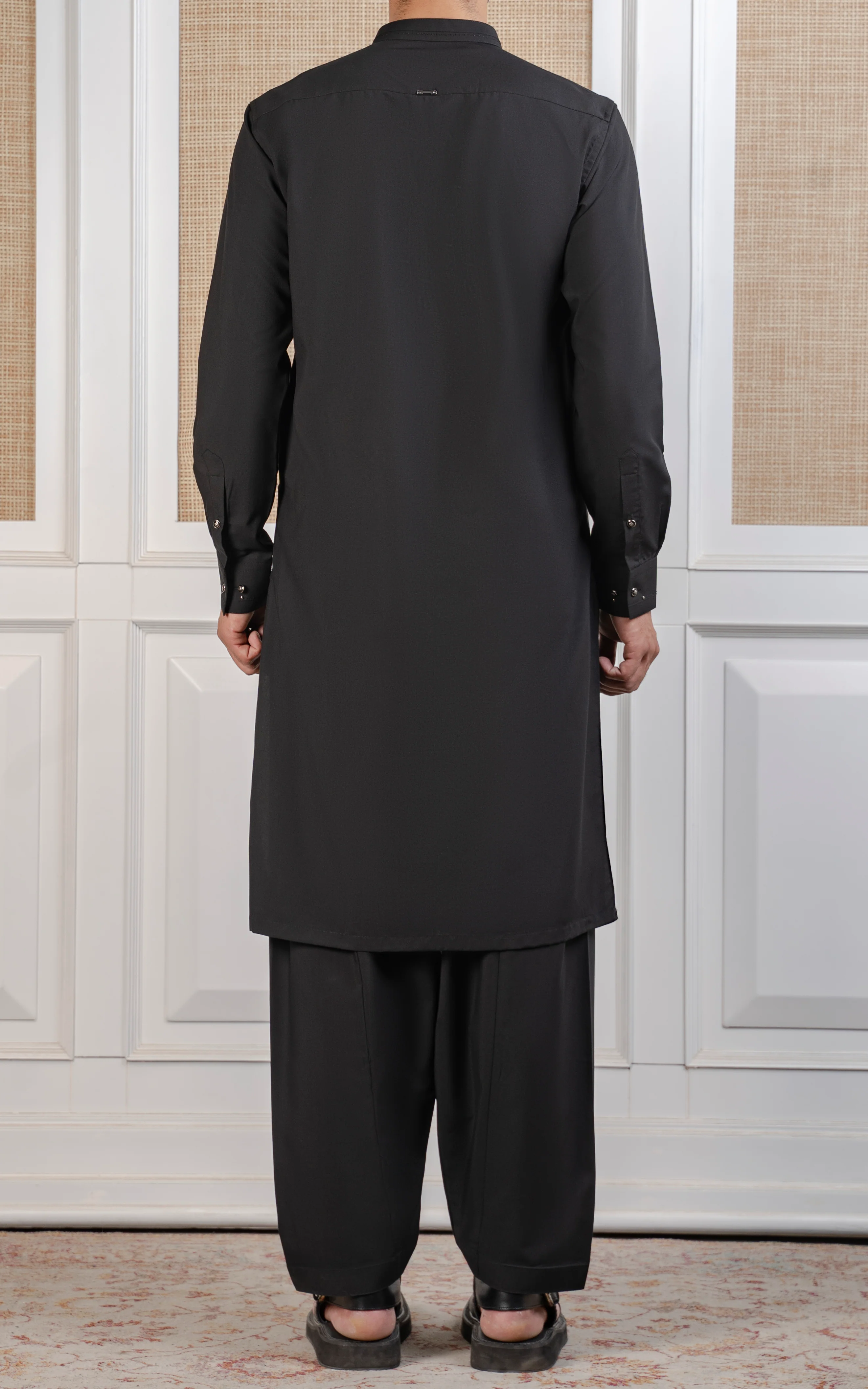 TEXTURED BLENDED KAMEEZ SHALWAR - SIGNATURE COLLECTION BLACK - Image 5