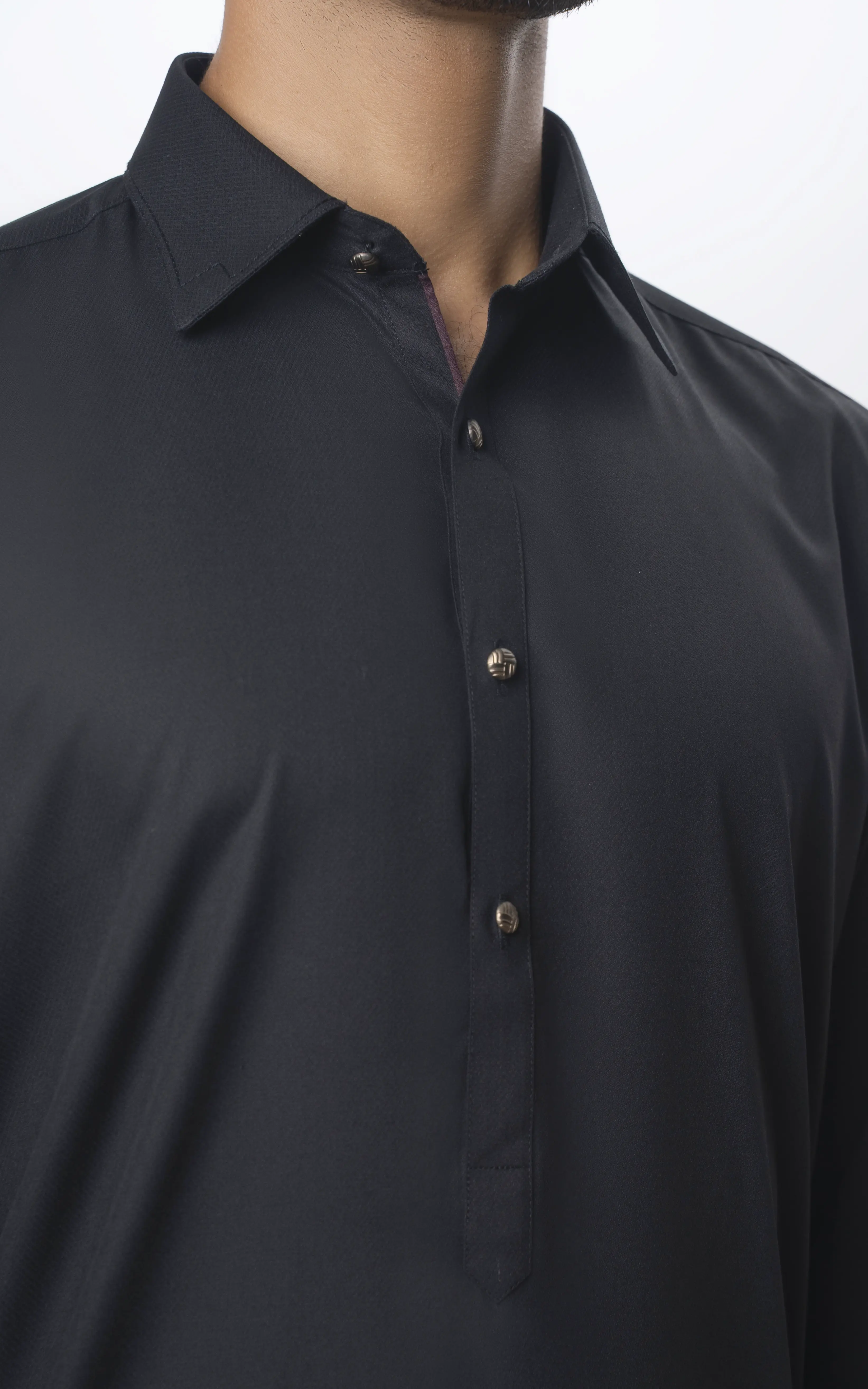 TEXTURED BLENDED KAMEEZ SHALWAR | SIGNATURE COLLECTION BLACK - Image 2