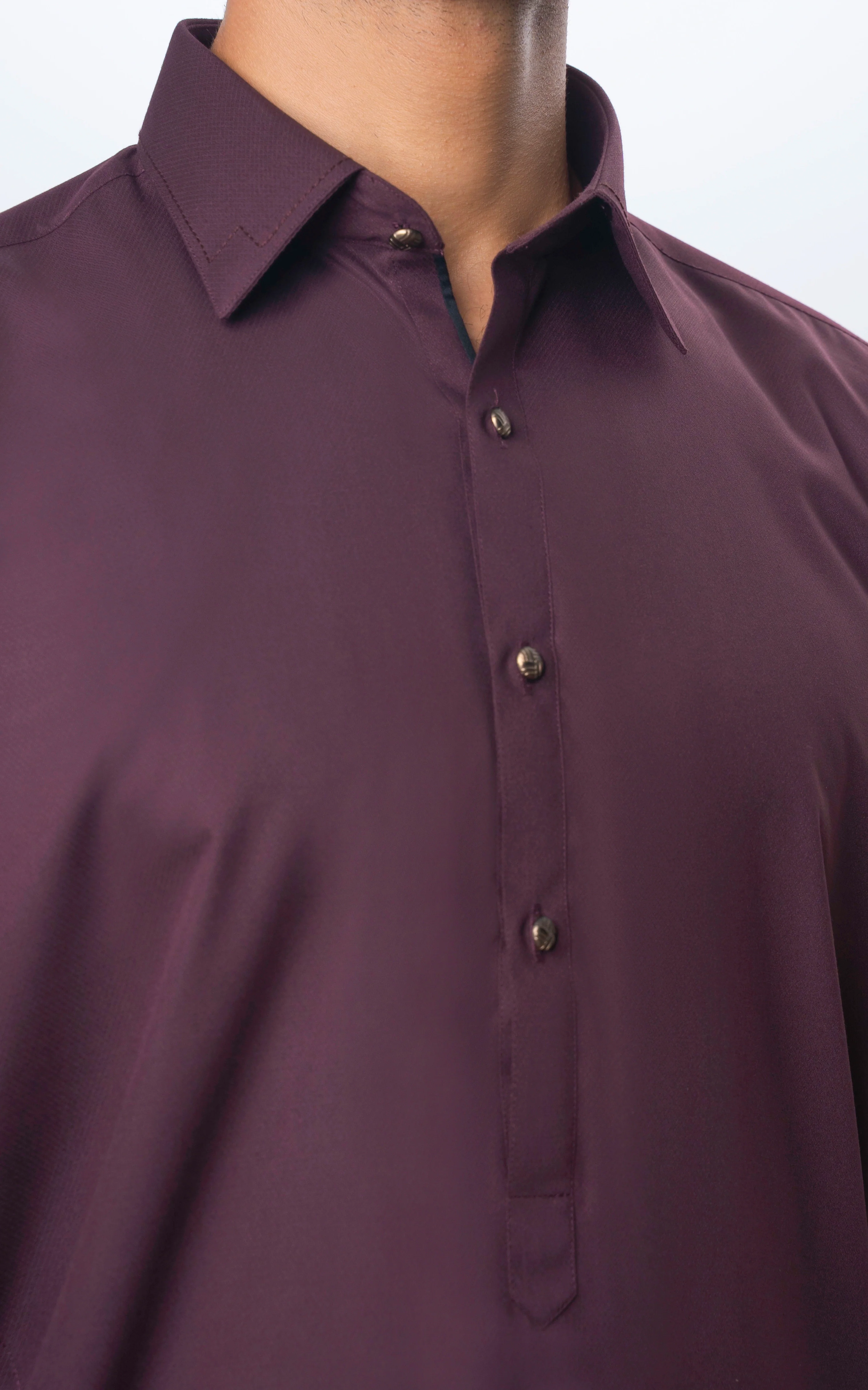 TEXTURED BLENDED KAMEEZ SHALWAR | SIGNATURE COLLECTION DULL MAROON - Image 3