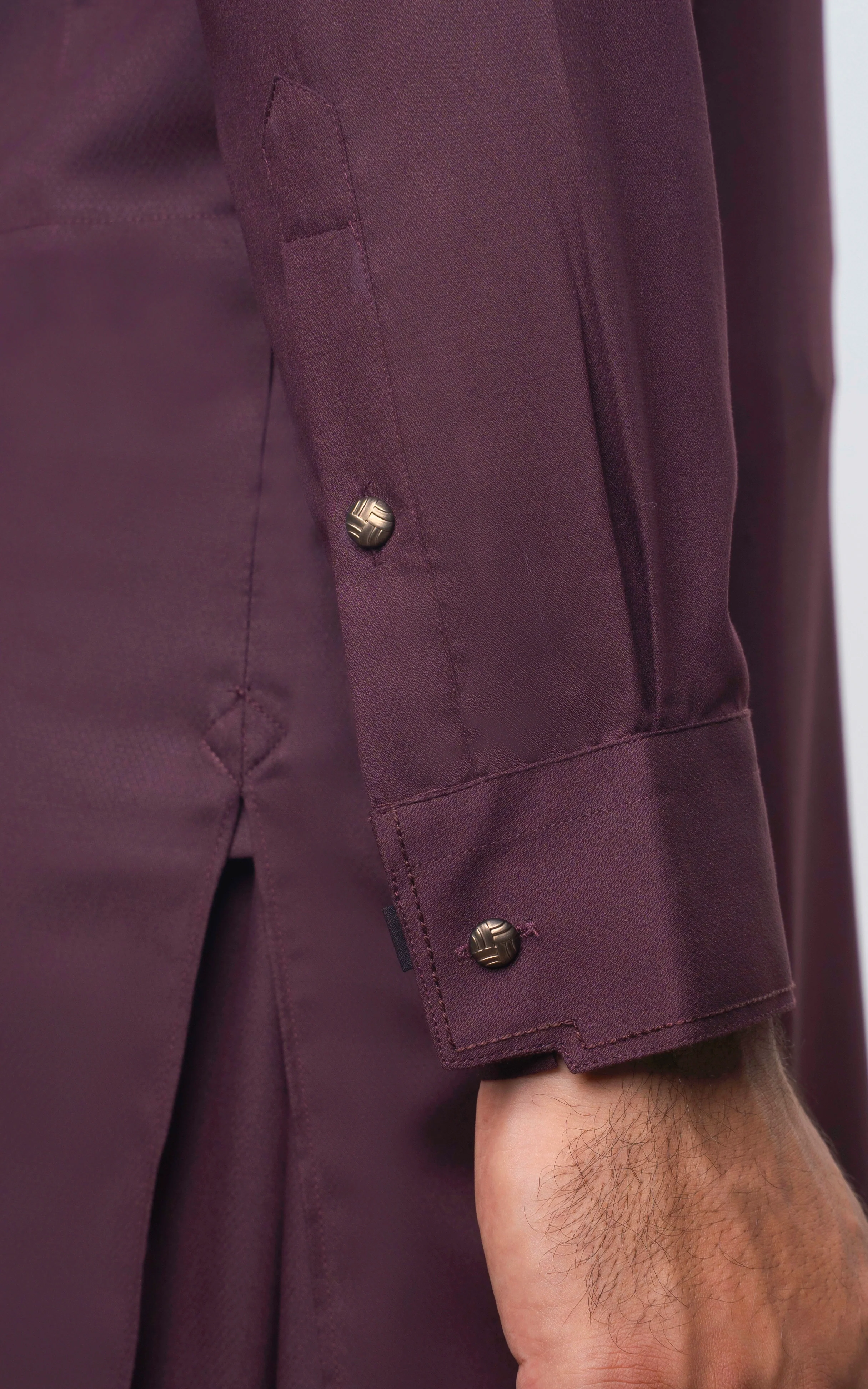TEXTURED BLENDED KAMEEZ SHALWAR | SIGNATURE COLLECTION DULL MAROON - Image 4