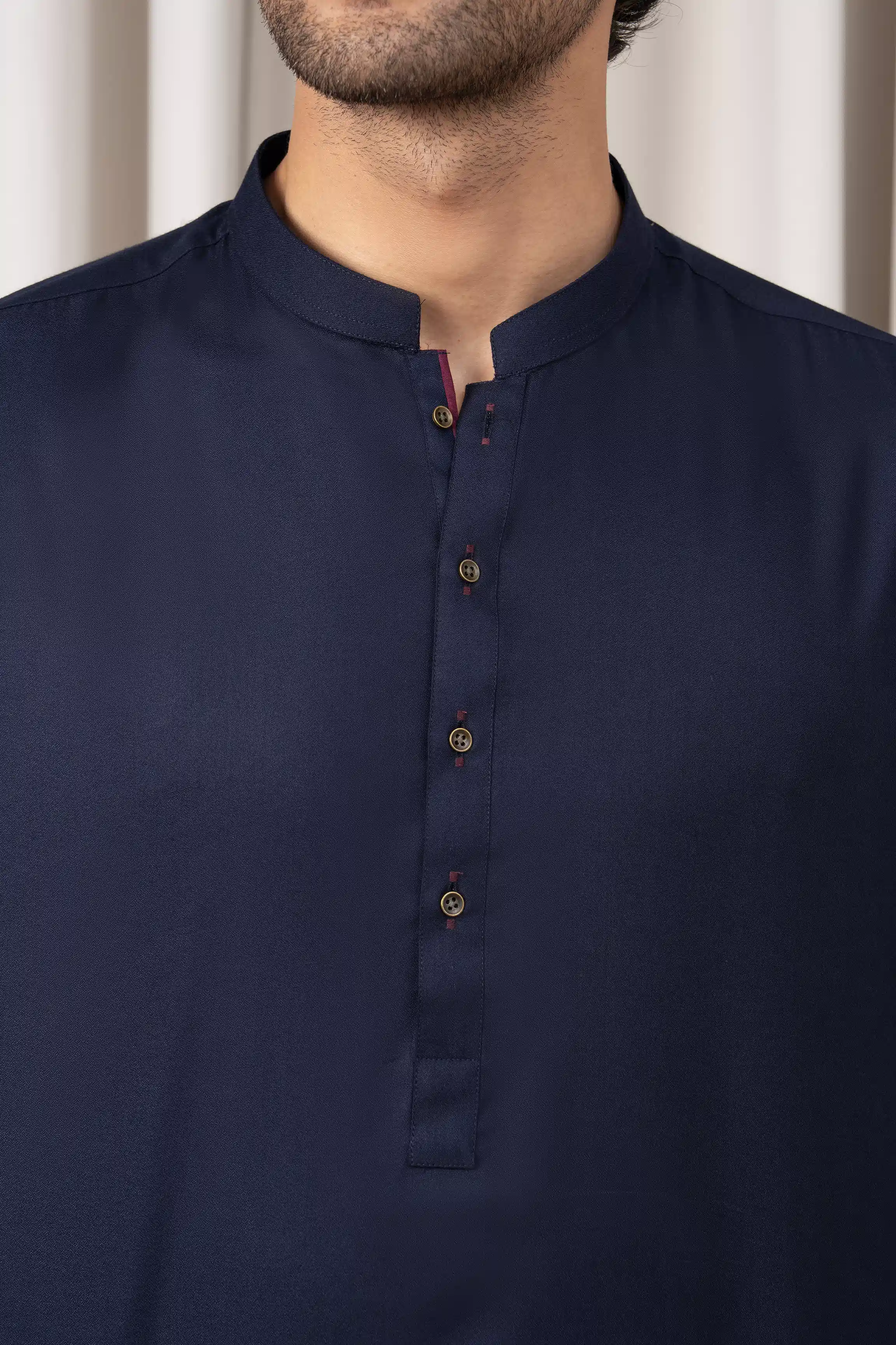 TEXTURED BLENDED KAMEEZ SHALWAR - SIGNATURE COLLECTION NAVY - Image 3