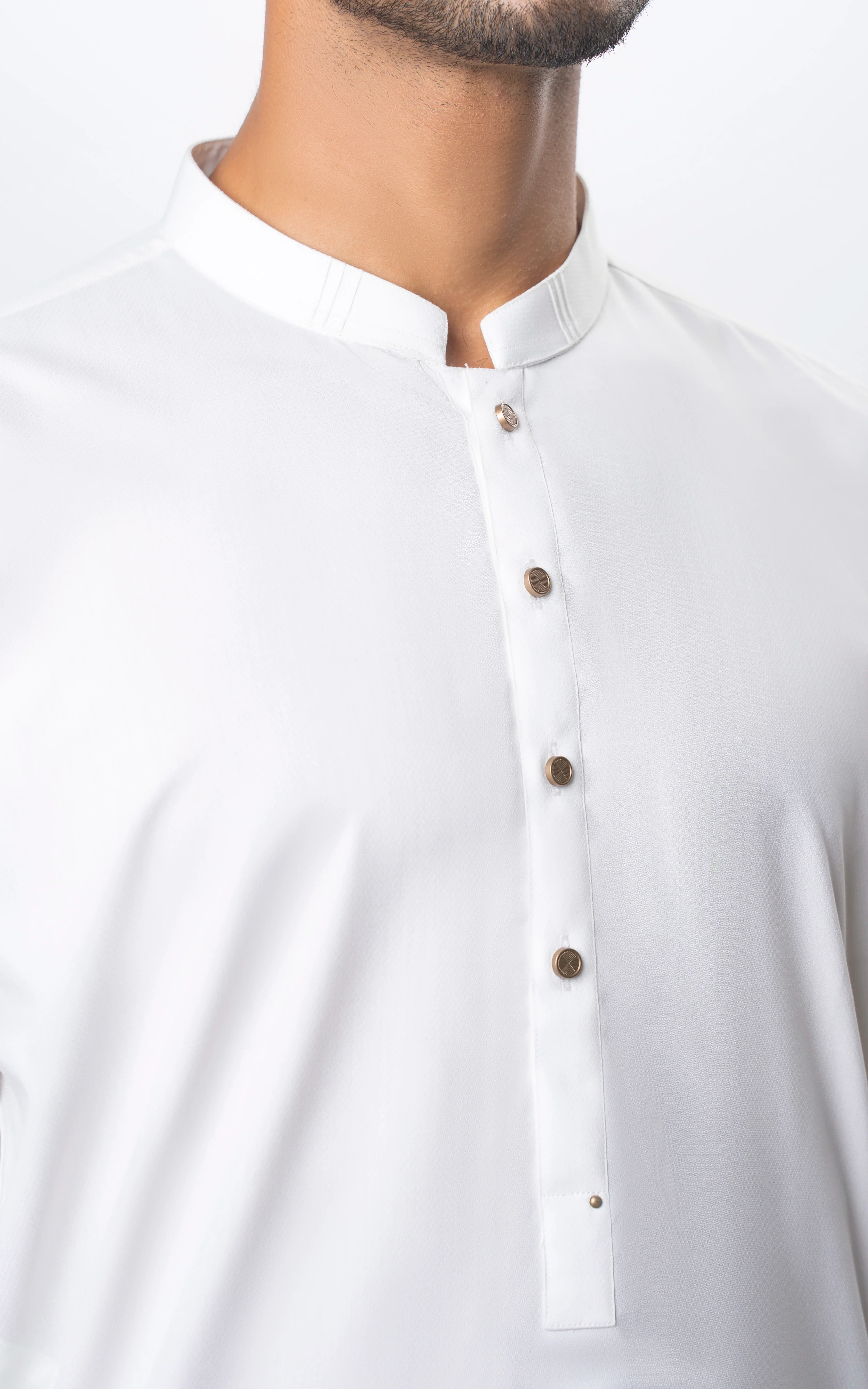 TEXTURED BLENDED KAMEEZ SHALWAR | SIGNATURE COLLECTION OFF WHITE - Image 2