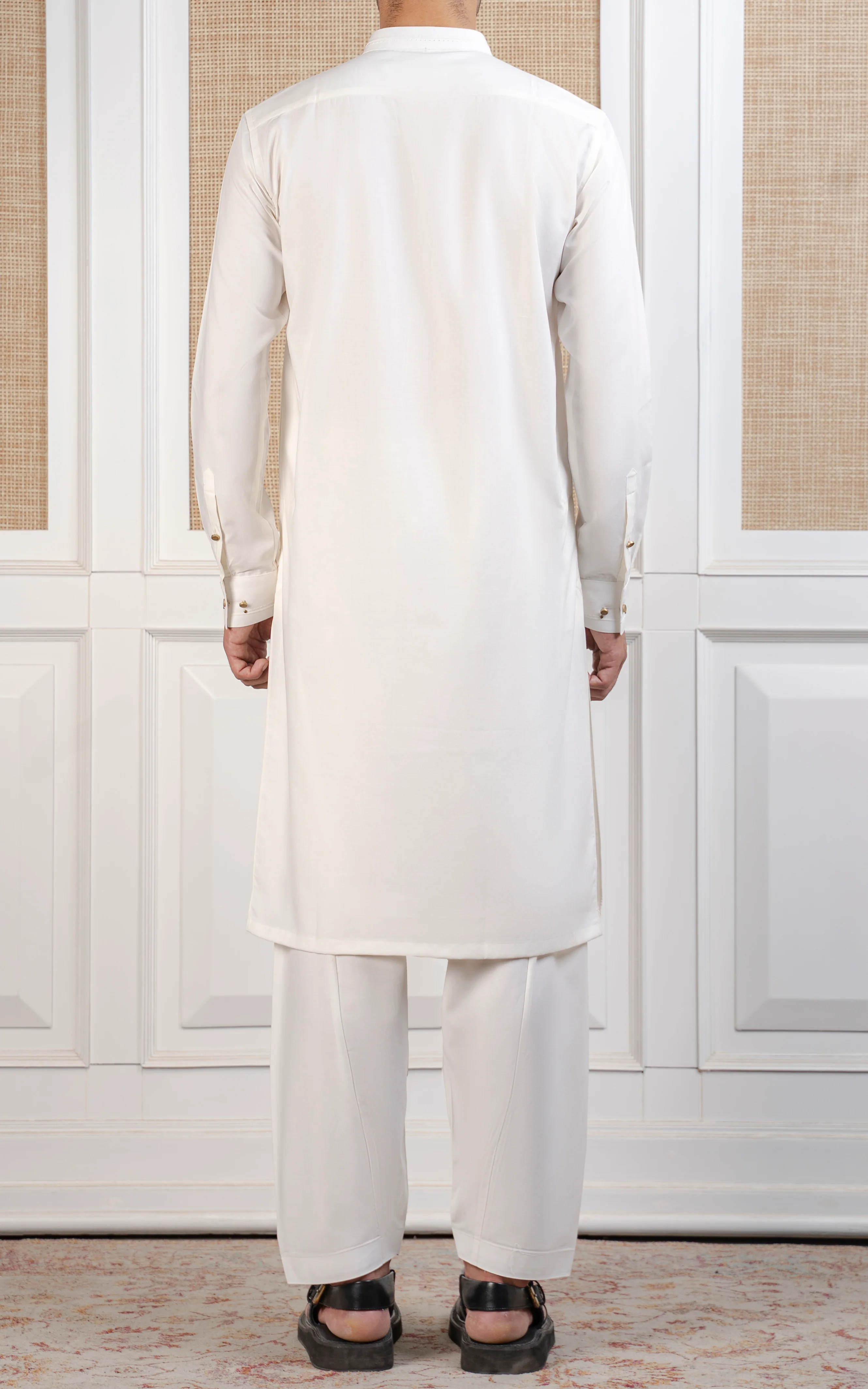 TEXTURED BLENDED KAMEEZ SHALWAR - SIGNATURE COLLECTION WHITE - Image 5