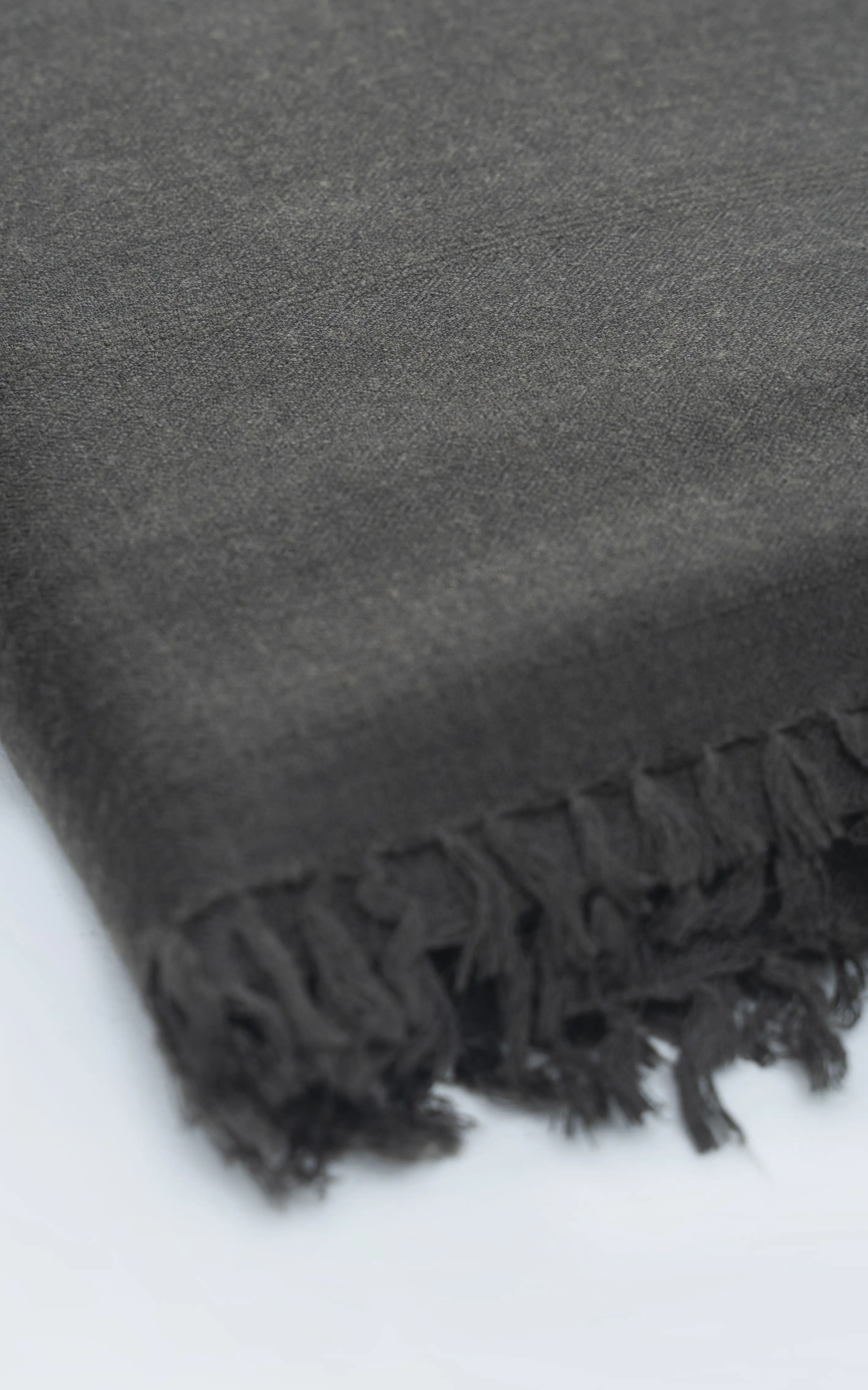 TEXTURED BLENDED | PREMIUM WOOL SHAWL DARK GREY - Image 2