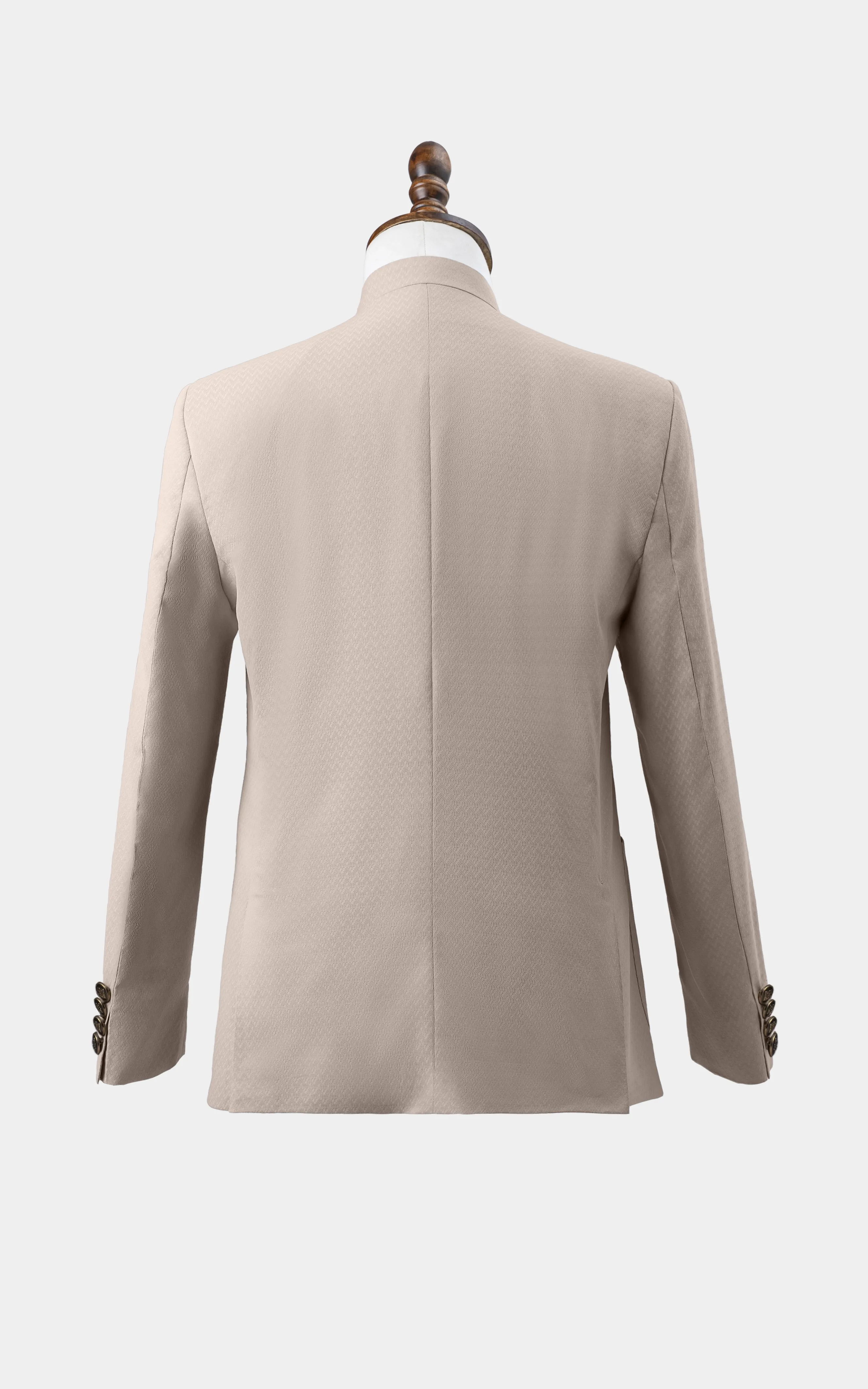 TEXTURED BLENDED PRINCE COAT | FESTIVE COLLECTION BEIGE - Image 3