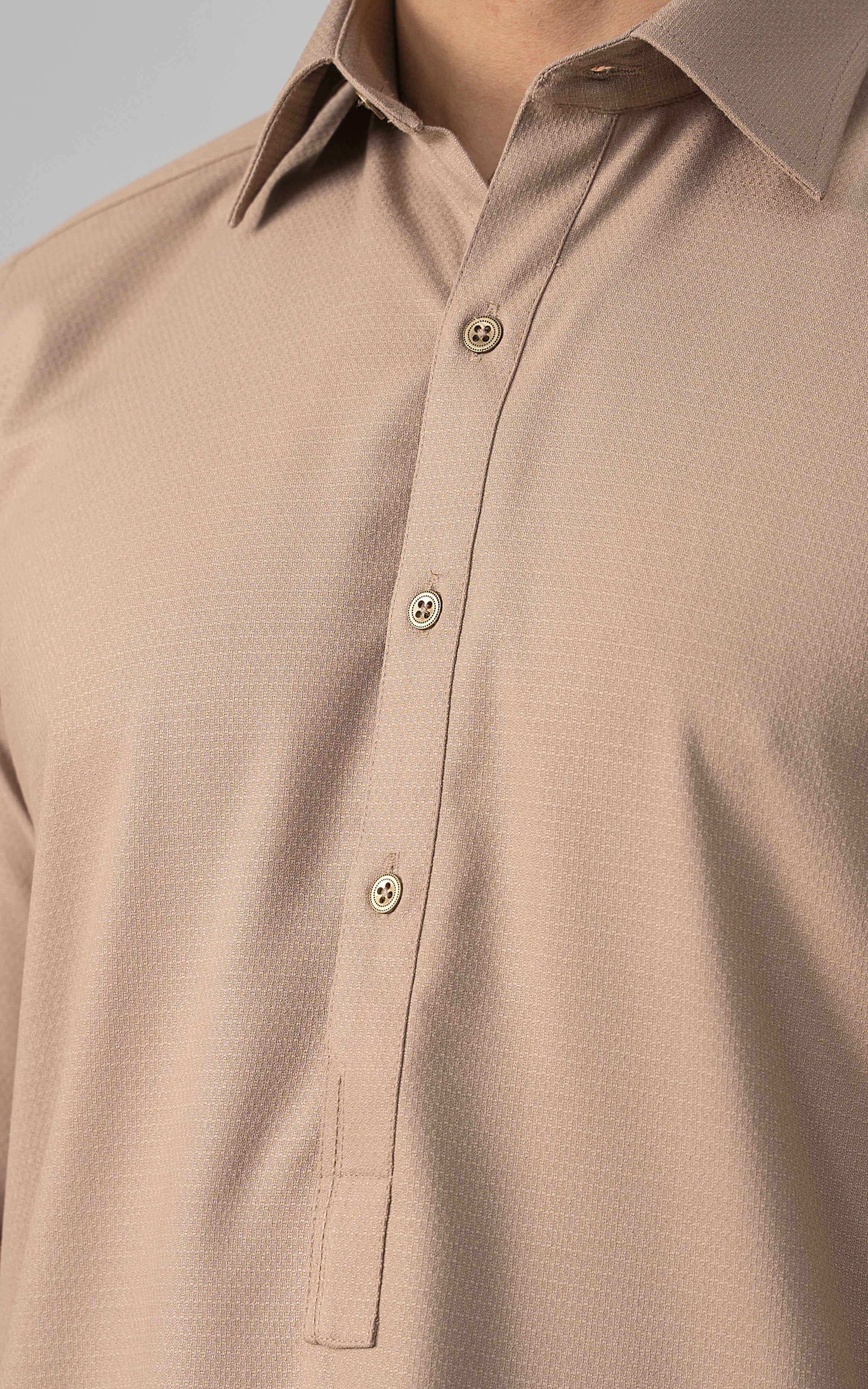 TEXTURED BLENDED WASH & WEAR - SIGNATURE COLLECTION KHAKI - Image 2