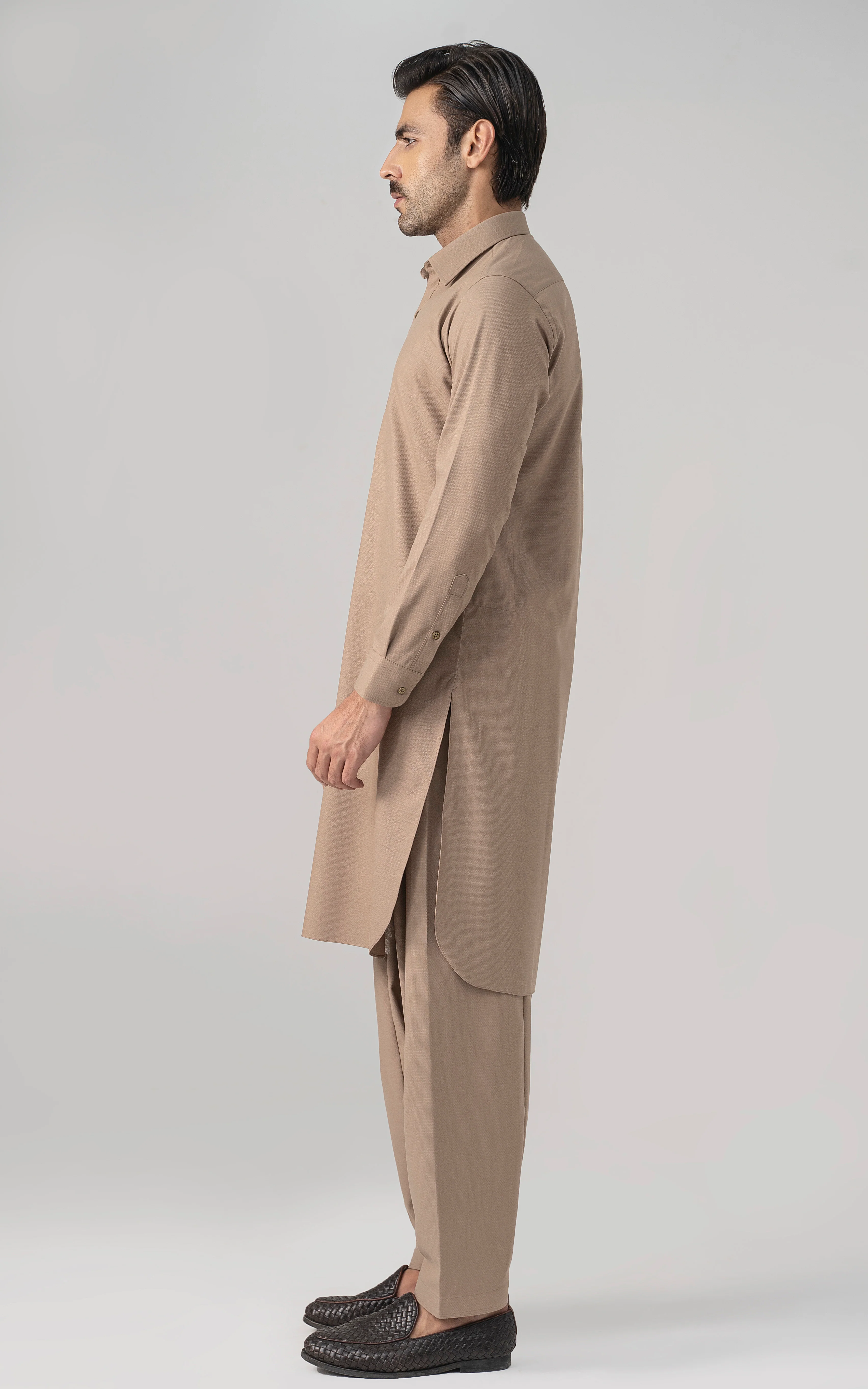 TEXTURED BLENDED WASH & WEAR - SIGNATURE COLLECTION KHAKI - Image 3